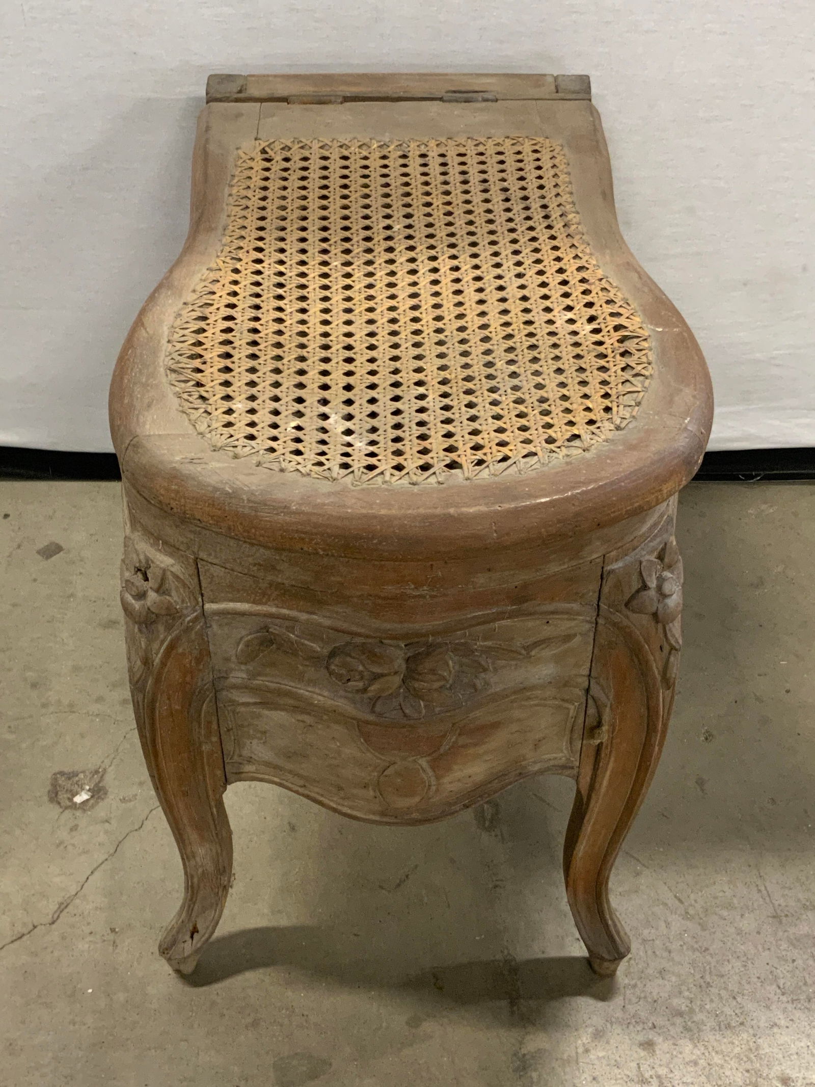 Antique Carved Wood Caned Back Commode Chair (1 of 10)