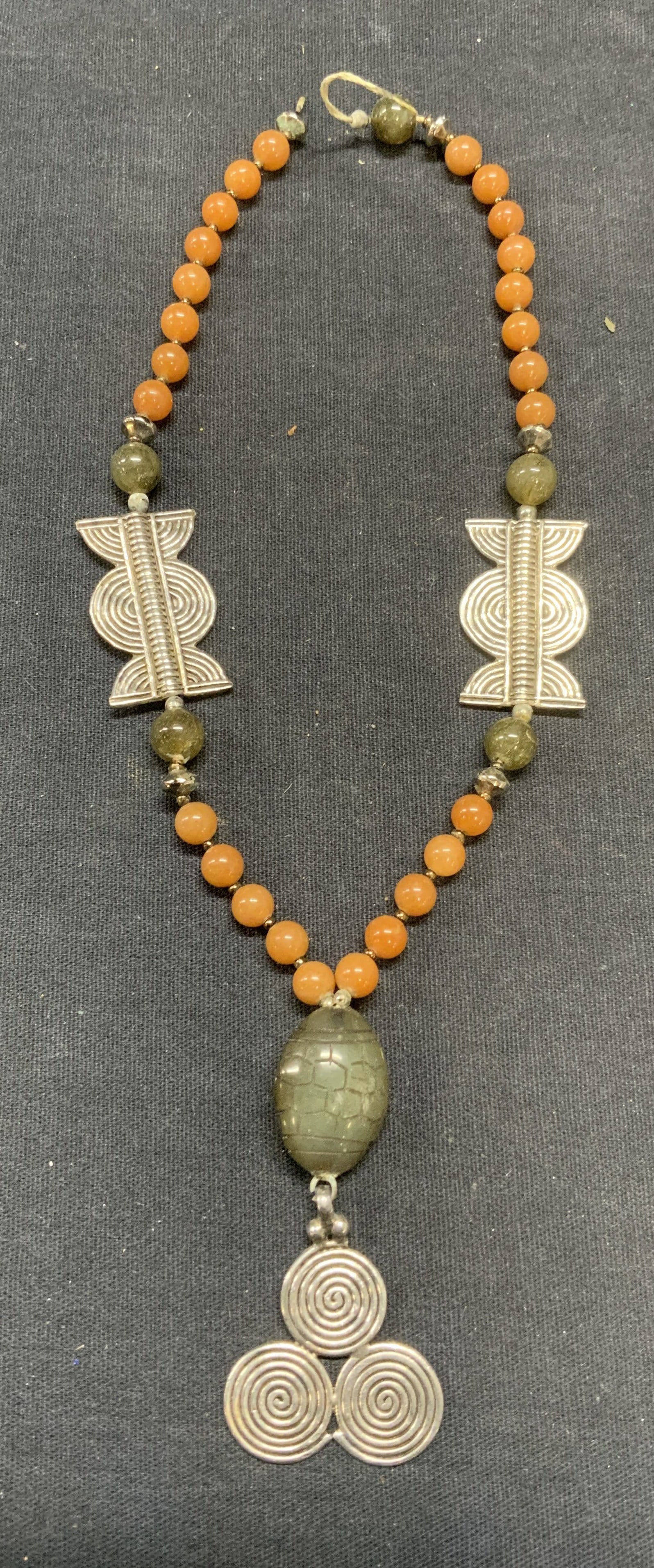 Green & Orange Gem Pendant Necklace (1 of 6)