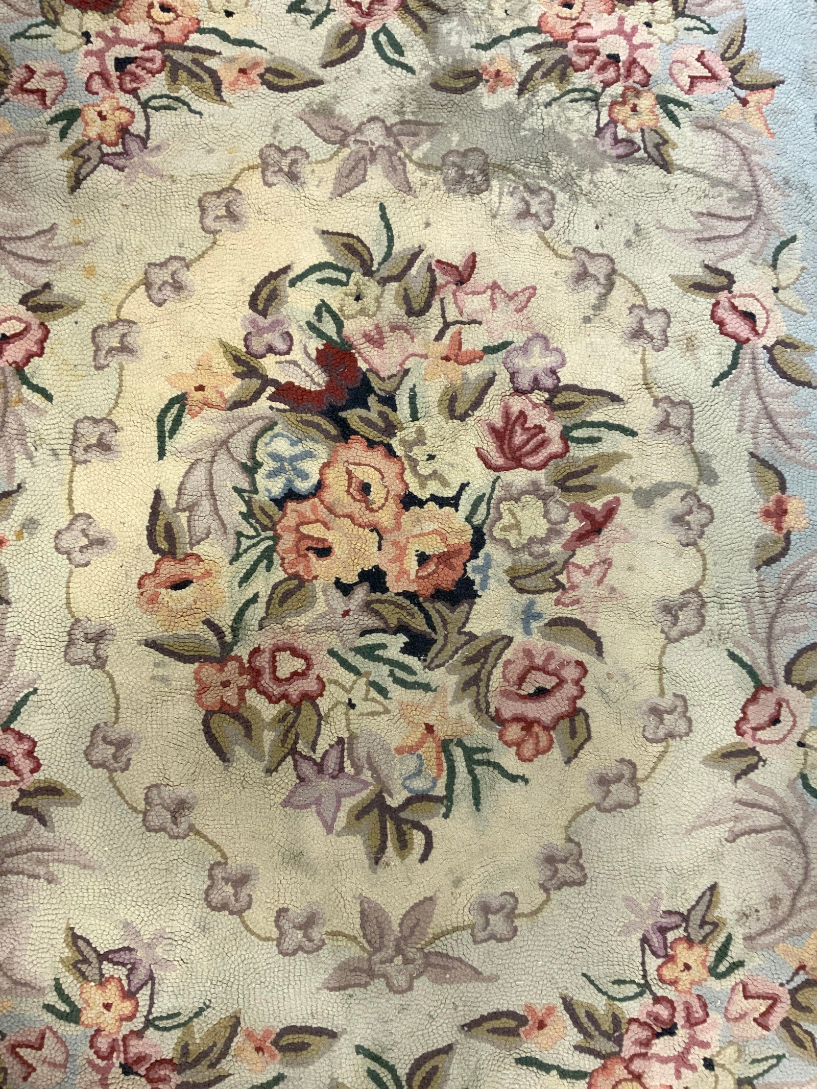 Vintage Hand Hooked Floral Area Rug (1 of 7)