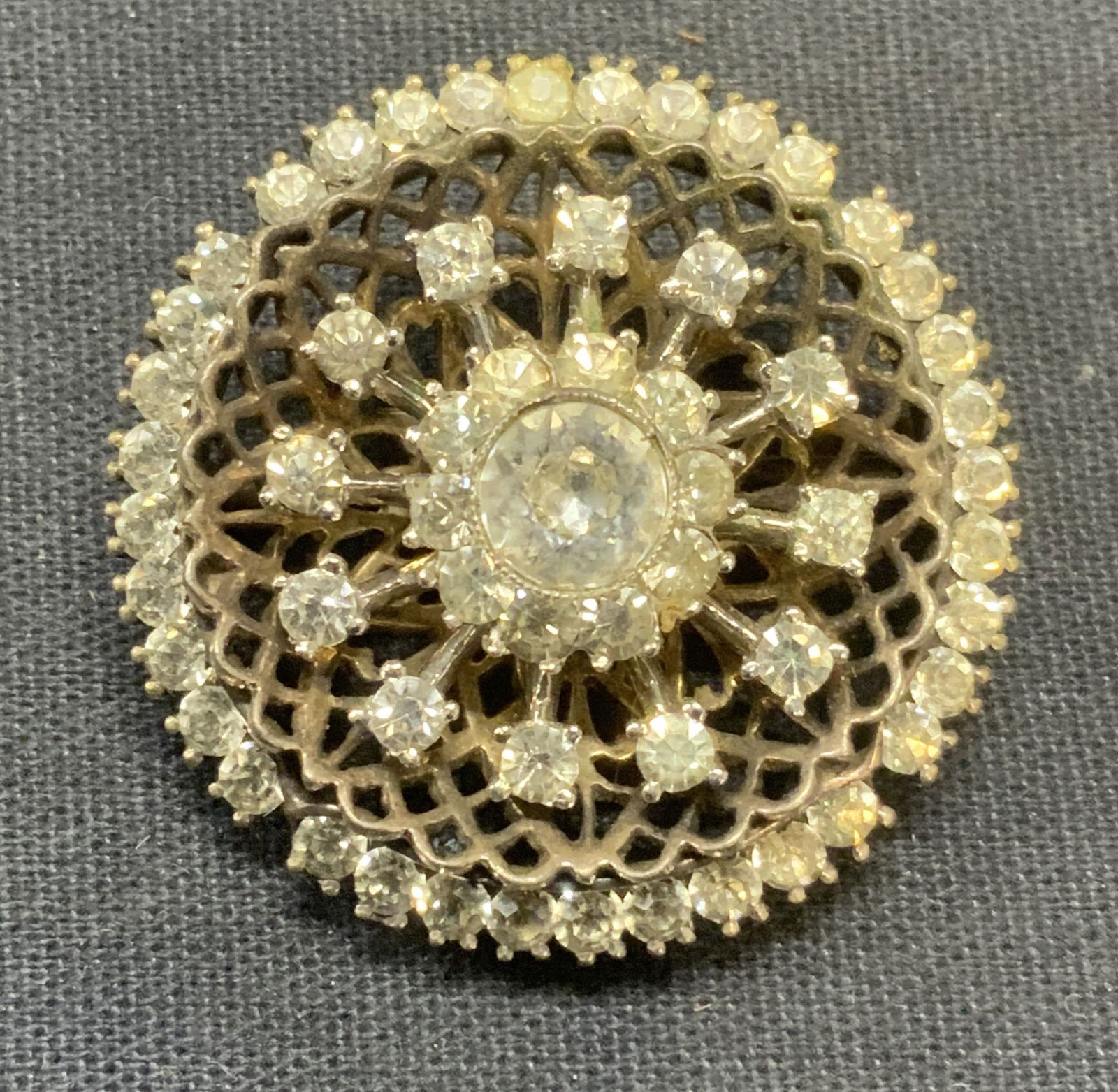 Vintage Silver Tone Crystal Brooch (1 of 6)