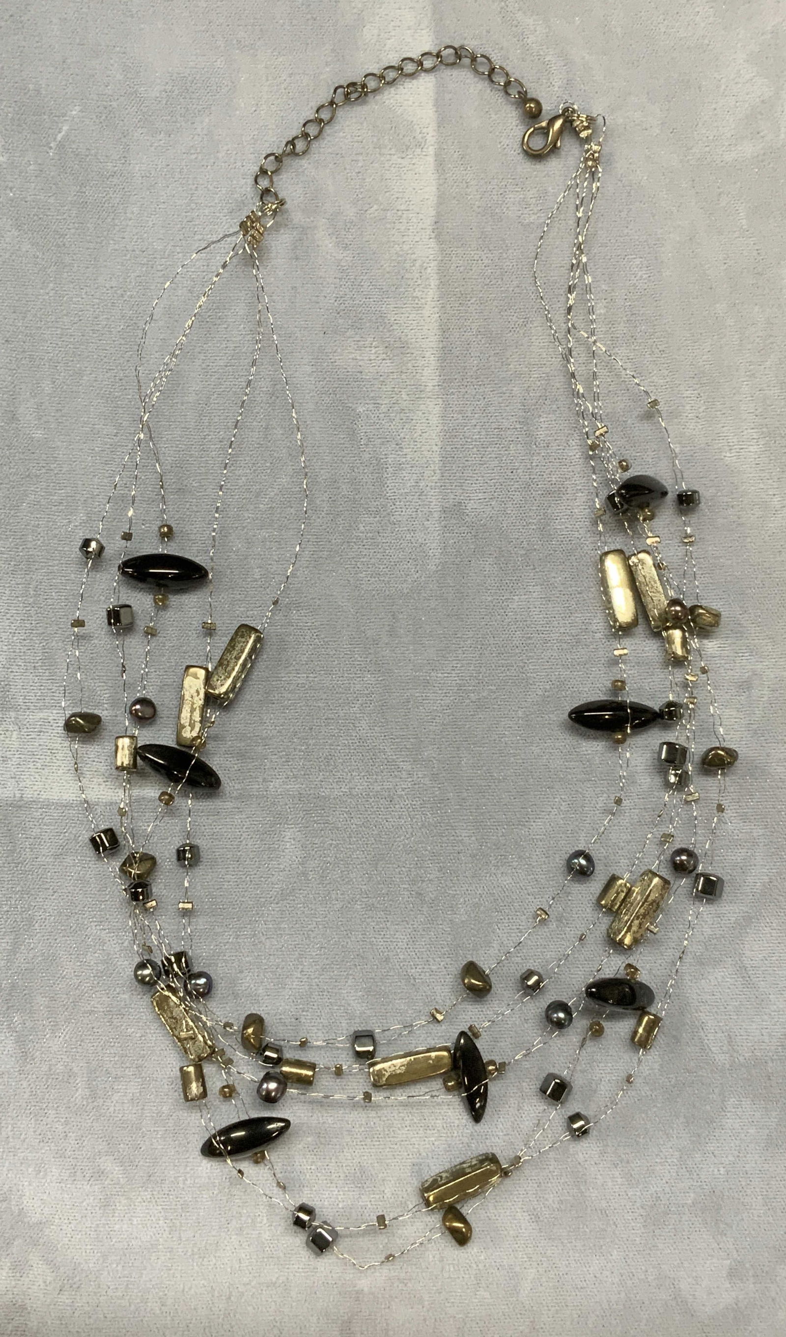 Silver Tone Beaded Multi Strand Pearl Necklace (1 of 6)