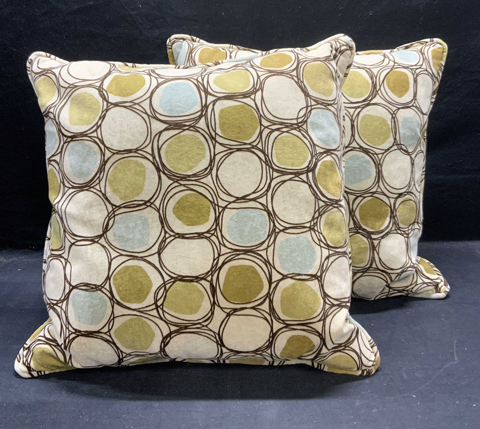 Pair Beige Dot Print Feather Down Pillows (1 of 6)