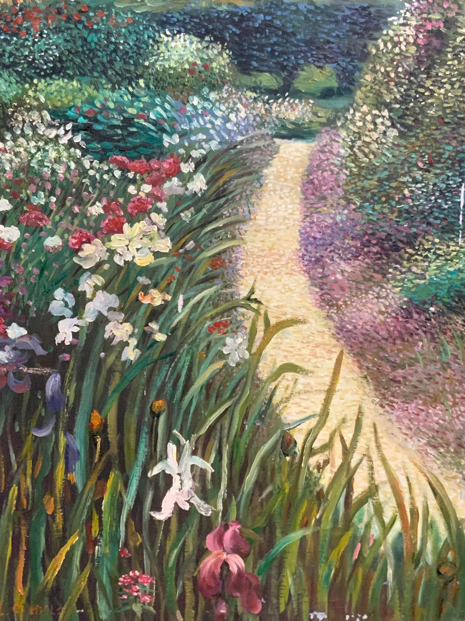 L.C.Hills Sgd Landscape Flower Path Oil Painting (1 of 7)