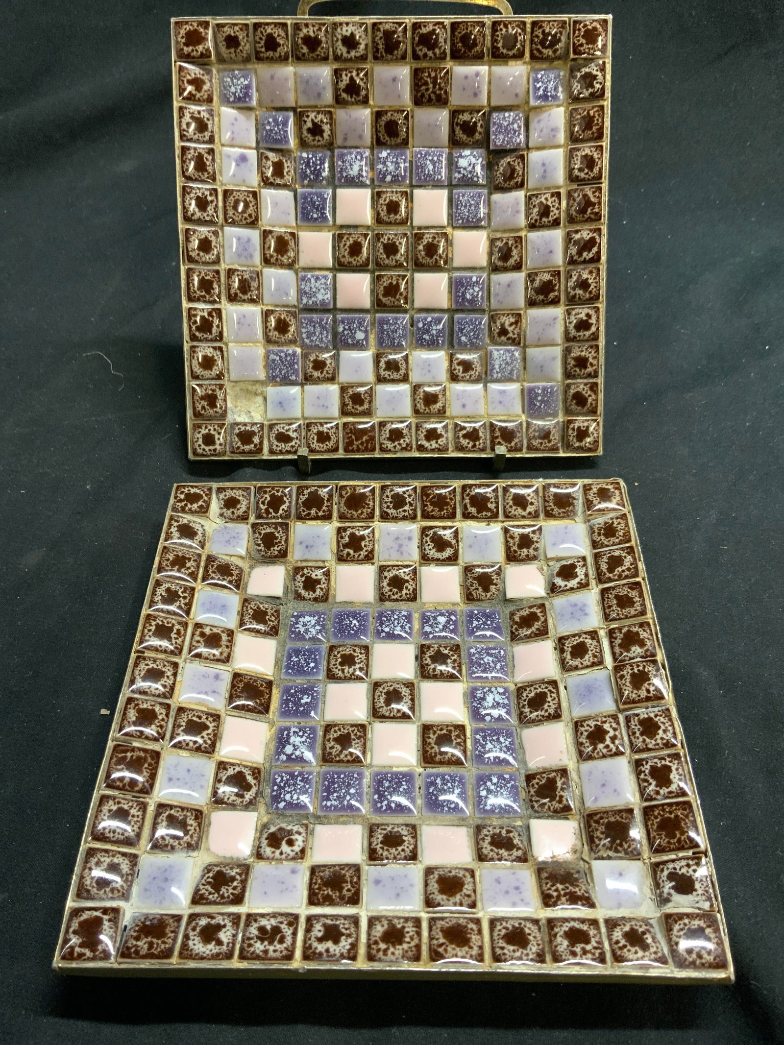 Pr Metal & Porcelain Mosaic Trinket Dishes (1 of 7)