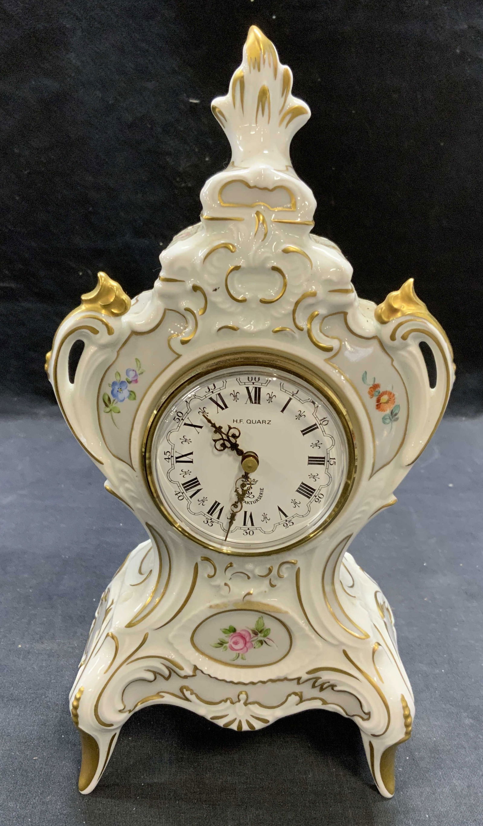 Vintage Lindner Porcelain Mantle Clock, Germany (1 of 8)