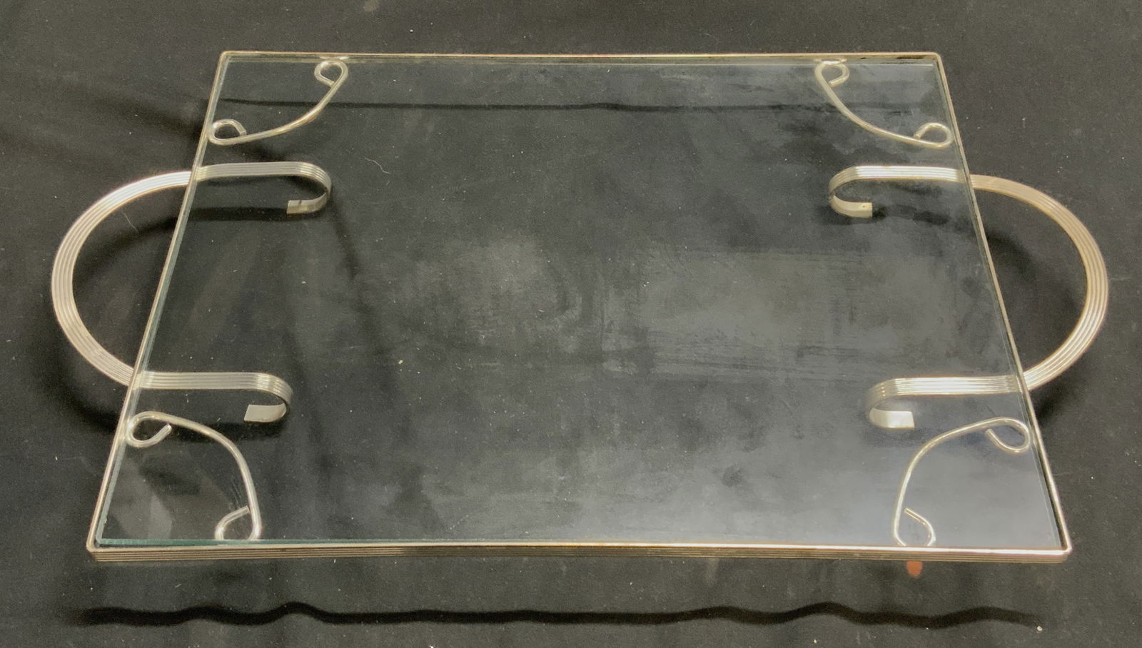 Metal & Glass Serving Tray W Handles (1 of 6)