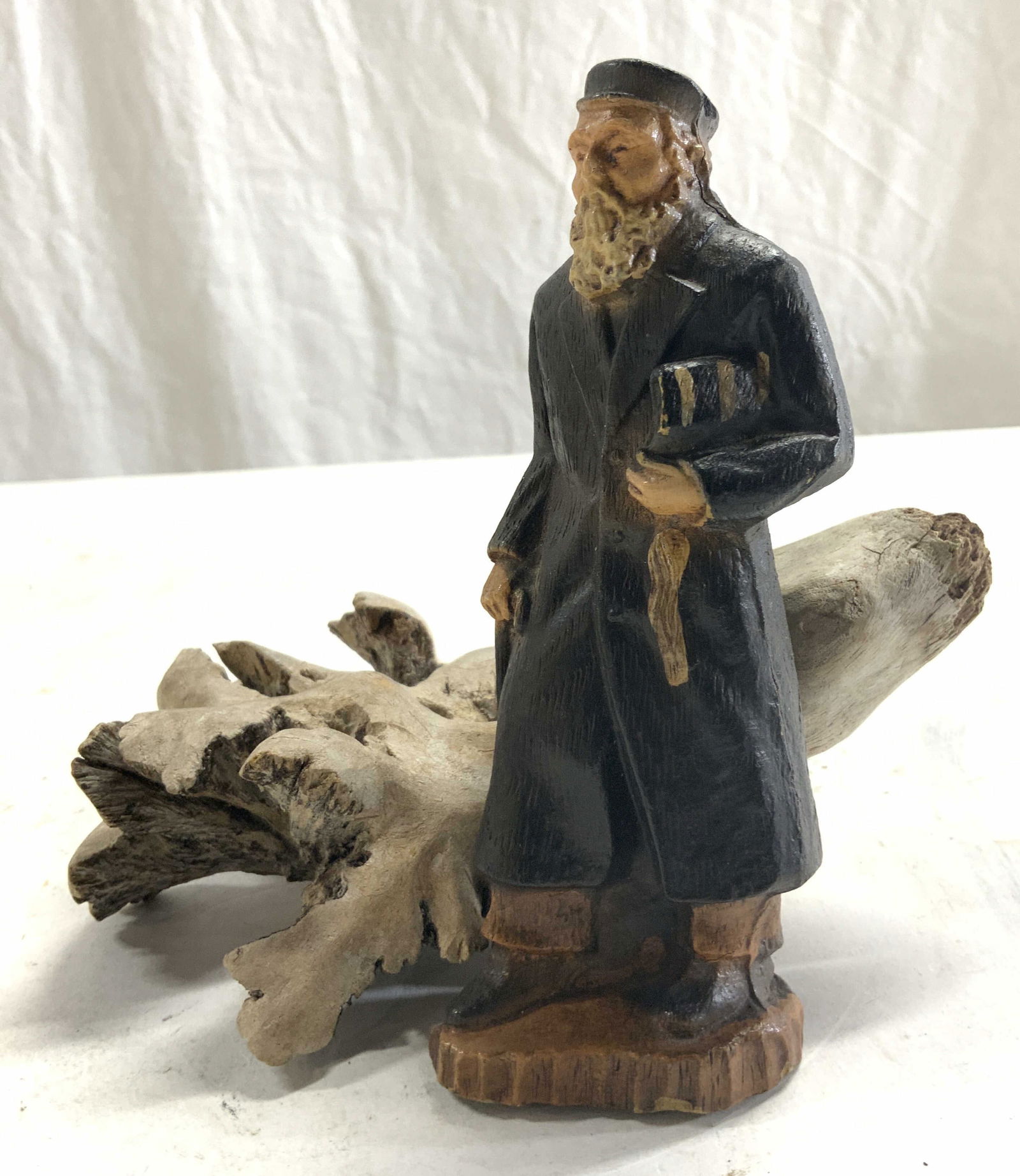Lot 2 Vtg Hand Finished Wood Rabbi & Driftwood (1 of 6)