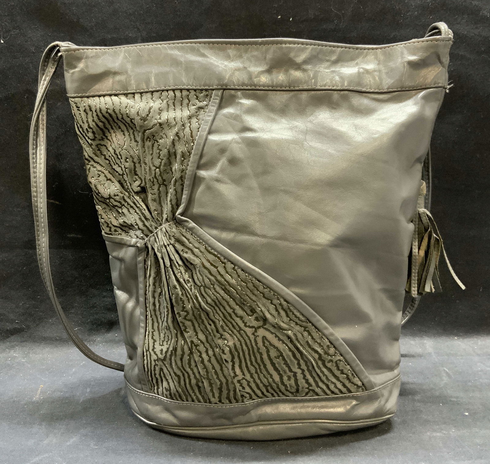 Gray Leather Style Handbag (1 of 6)