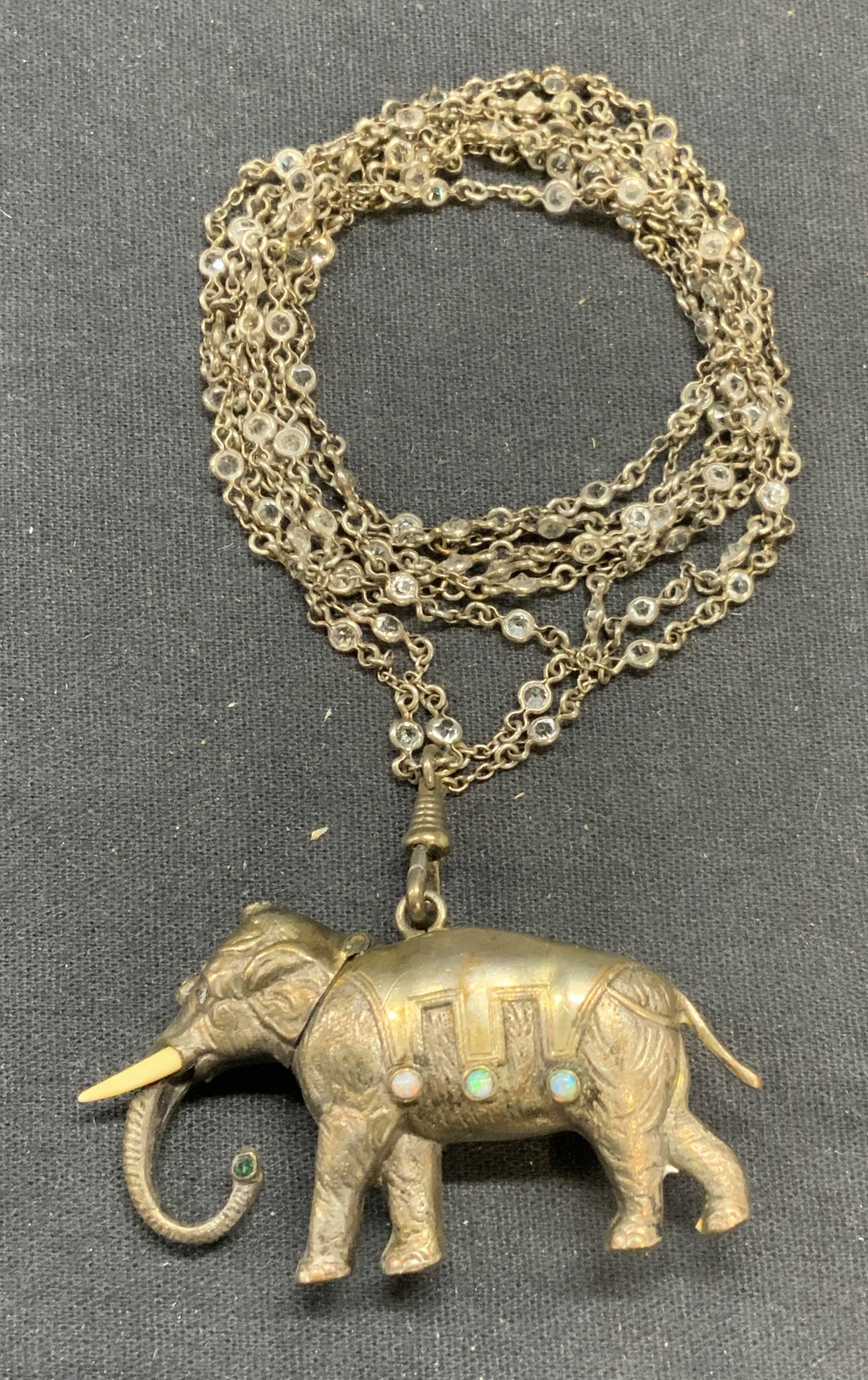 Silver Tone Elephant Pendant Necklace (1 of 6)