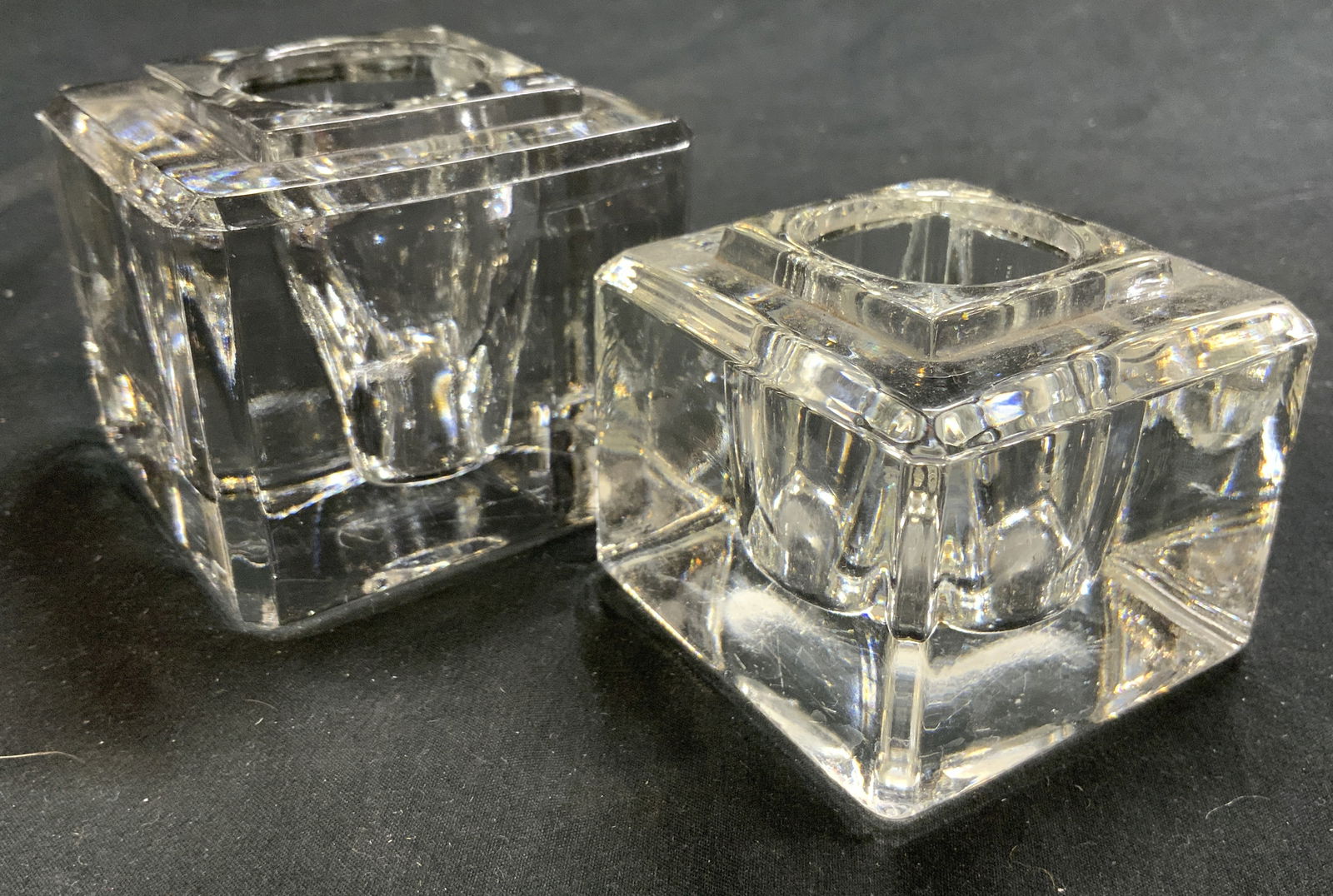Lot 2 Art Glass Cube Candlesticks (1 of 6)