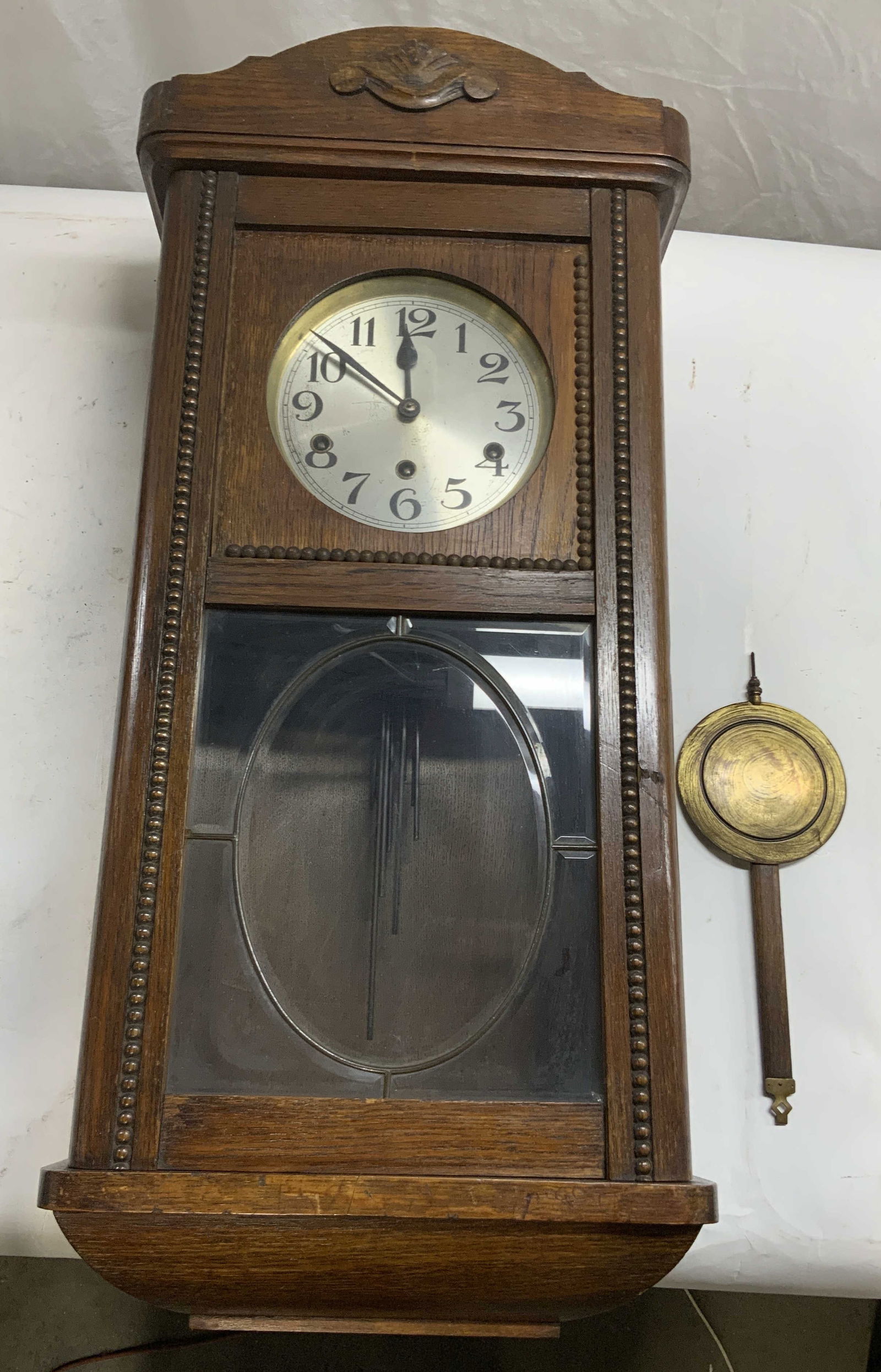 Antique Silent Chime Carved Wood Wall Clock (1 of 17)