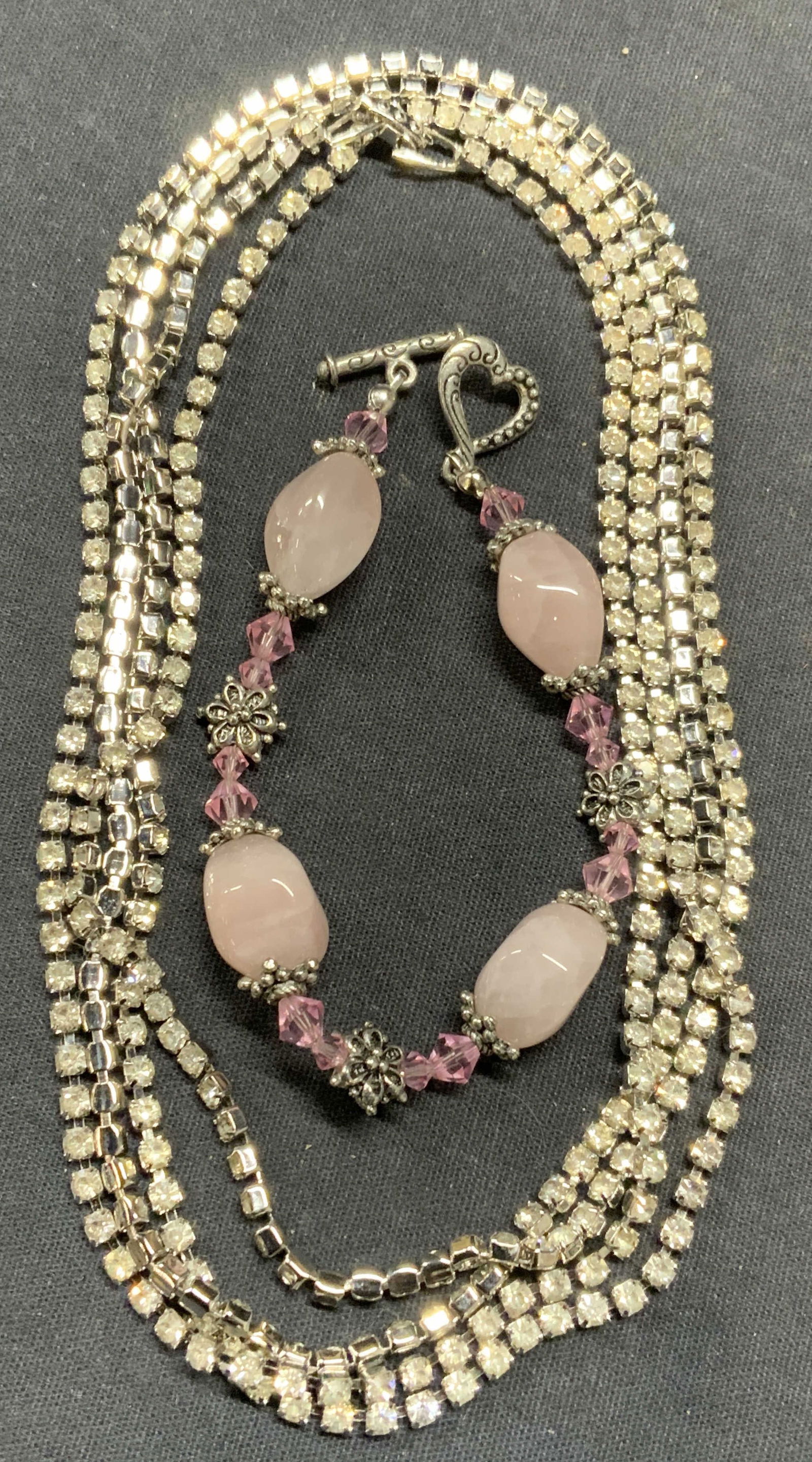 Lot 2 Crystal Necklace & Rose Quartz Bracelet (1 of 8)