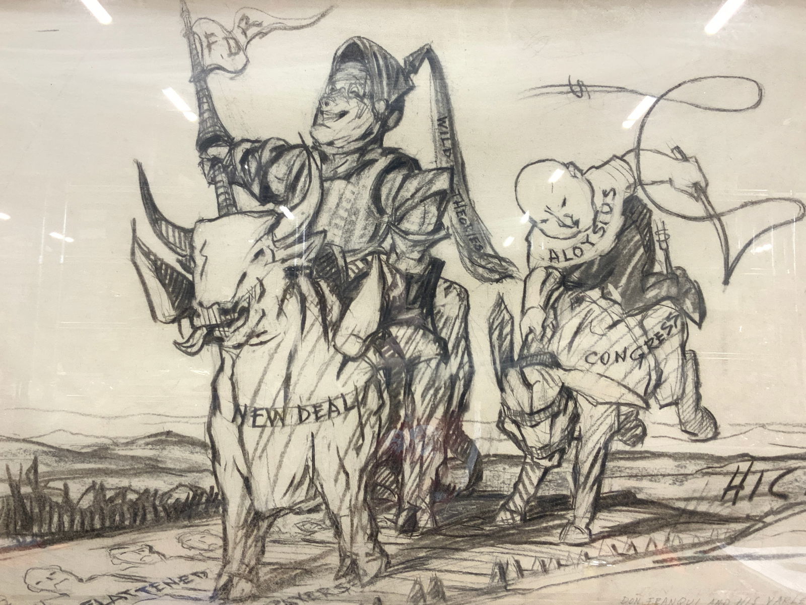 Hand Drawn Graphite Political Cartoon (1 of 9)