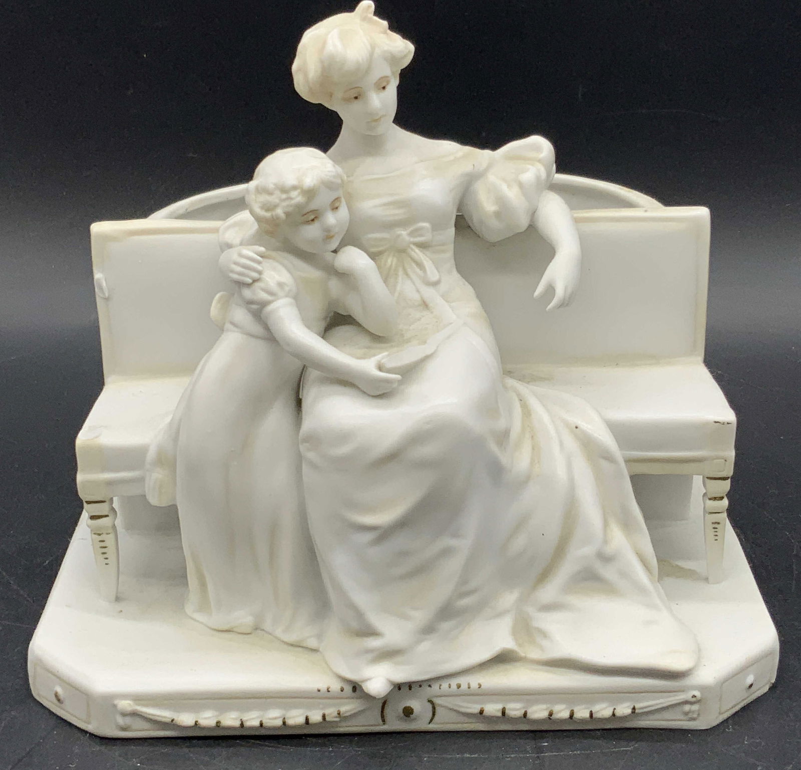 Signed Vtg Mother & Child Porcelain Figure Planter (1 of 10)