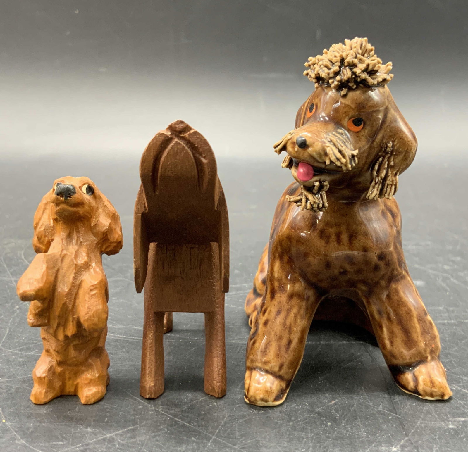 Lot 3 Vintage Wood & Ceramic Dog Figurals (1 of 6)
