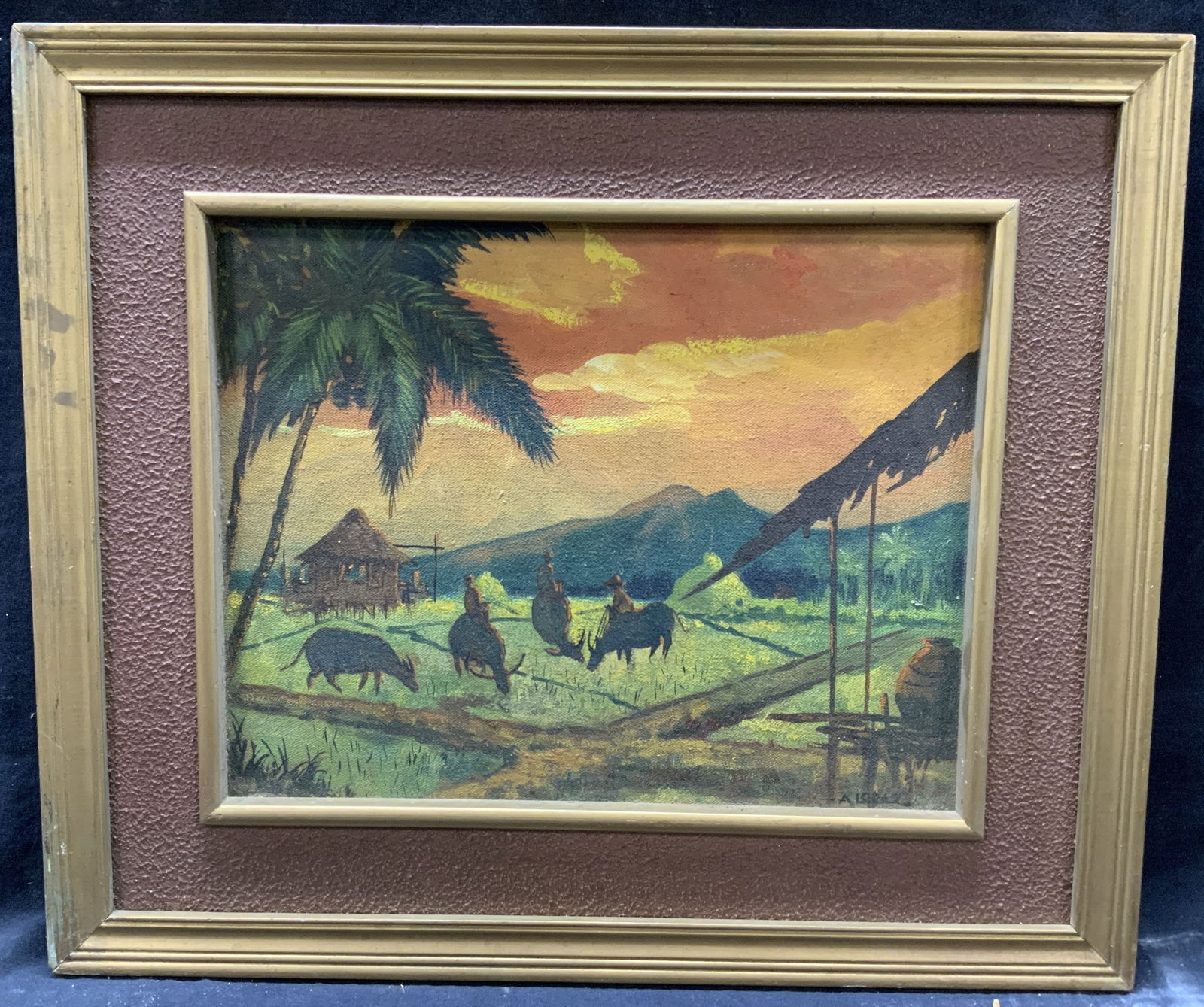 Sgd Village Farmers Oil Painting (1 of 8)
