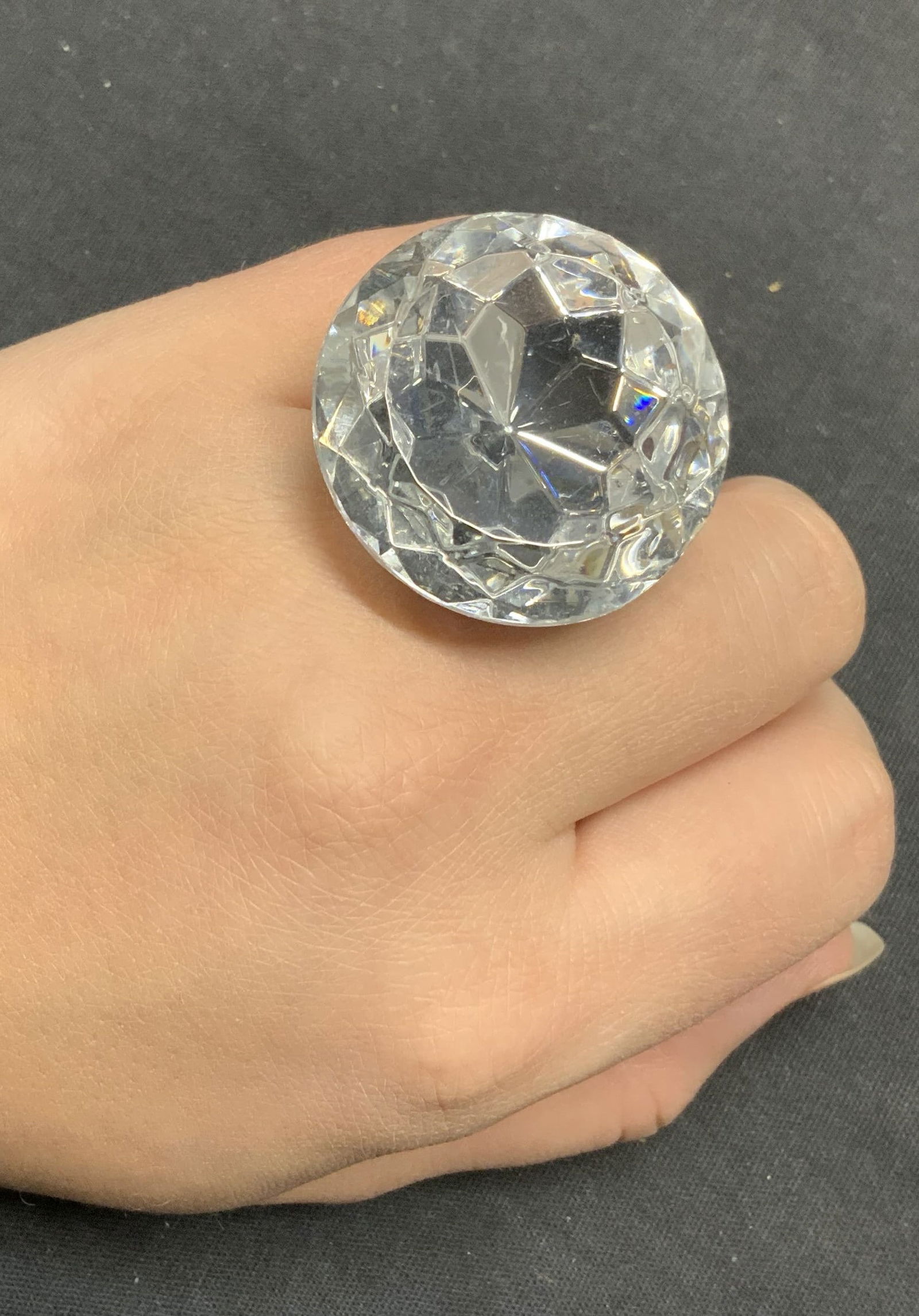 Silver Tone Crystal Statement Cocktail Ring (1 of 6)