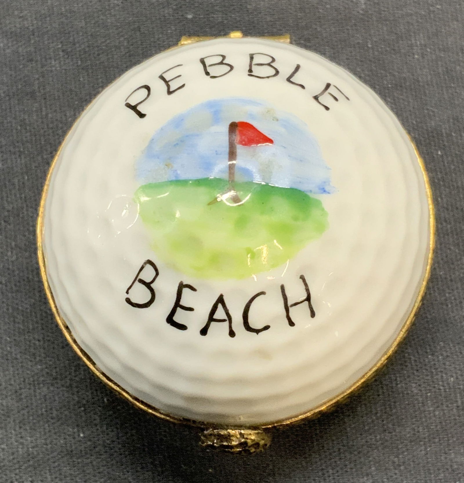 Ltd Ed Limoges France Pebble Bead Golf Trinket Box (1 of 7)