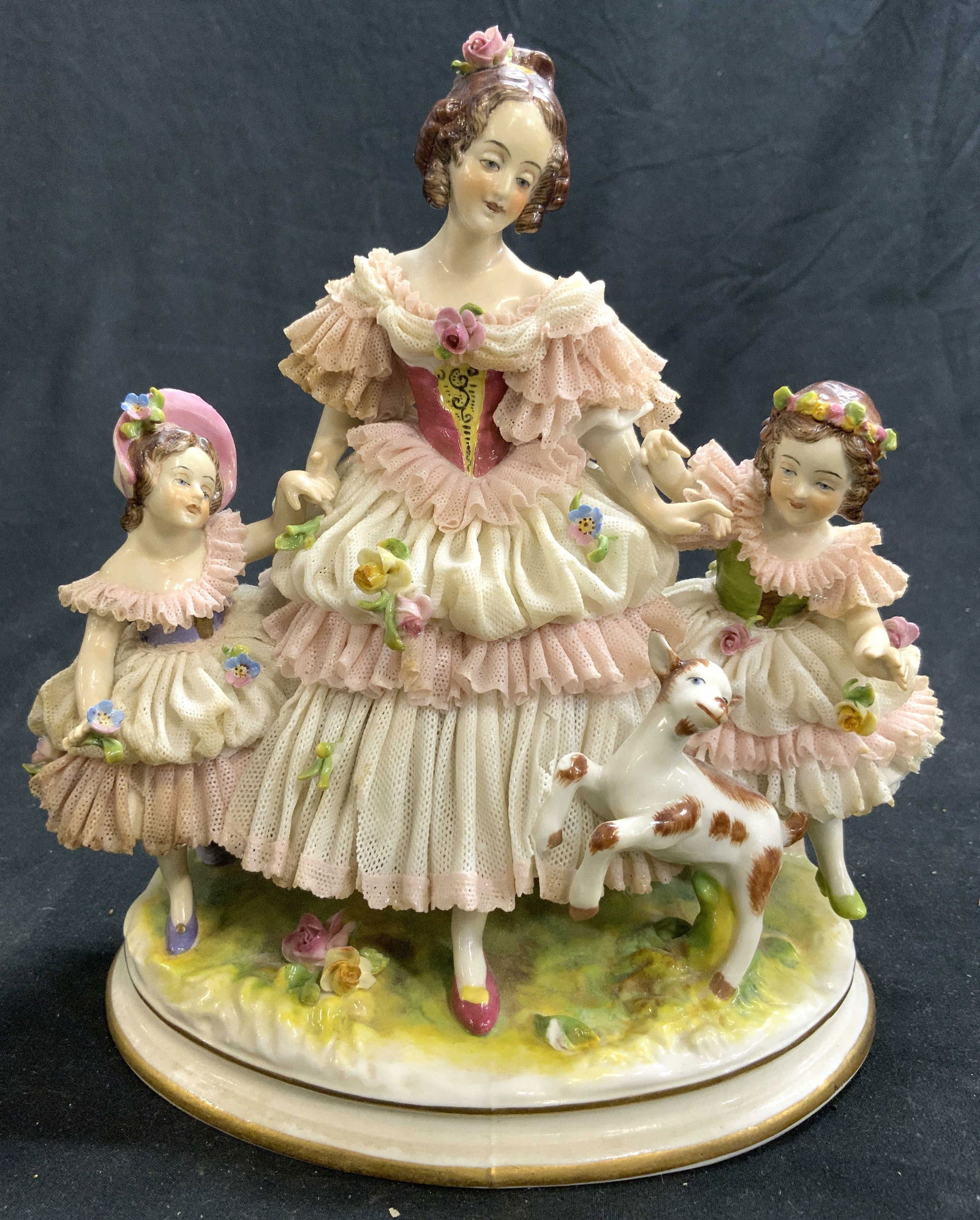 Volkstedt Dresden Lace Figural W Frolicking Goat (1 of 11)