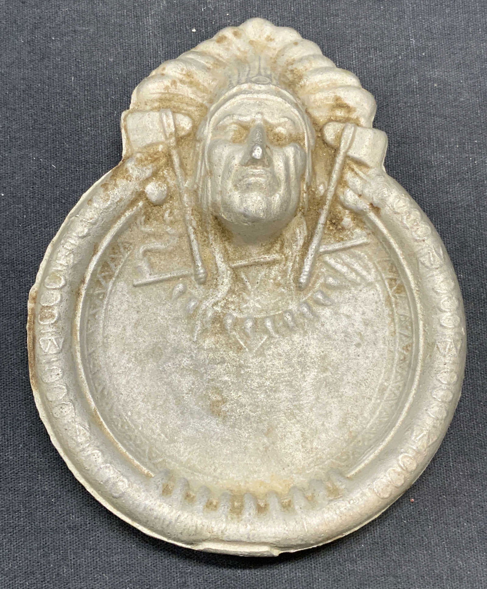 Vintage Silver Tone Native American Figural Dish (1 of 6)