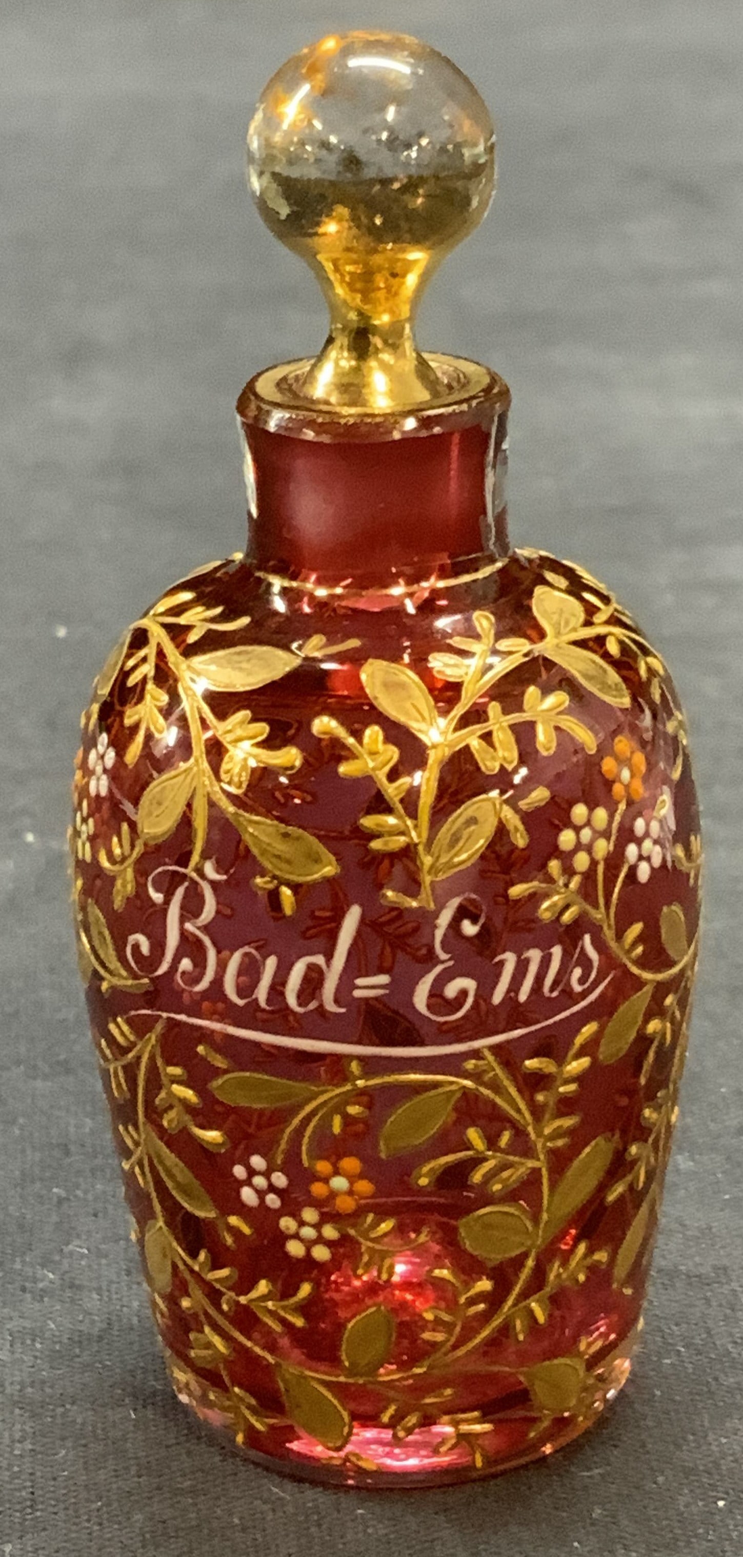 Vintage Hand Blown Gilt Art Glass Bottle (1 of 6)
