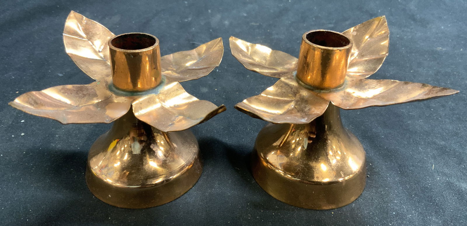 AFRICAN ART LTD Pr Copper Leaf Candlesticks (1 of 6)