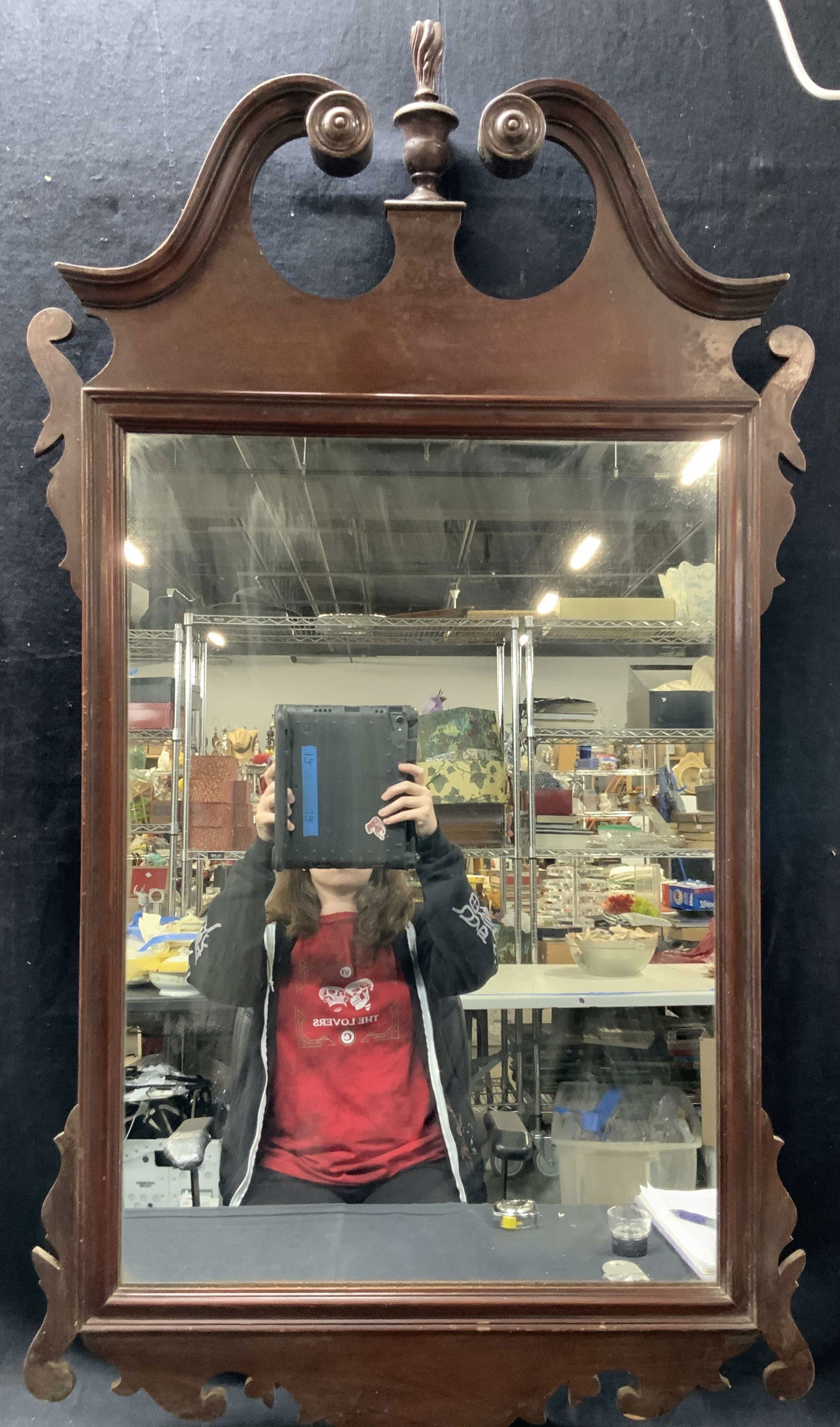 Vtg Carved Wooden Scroll Wall Mirror (1 of 9)