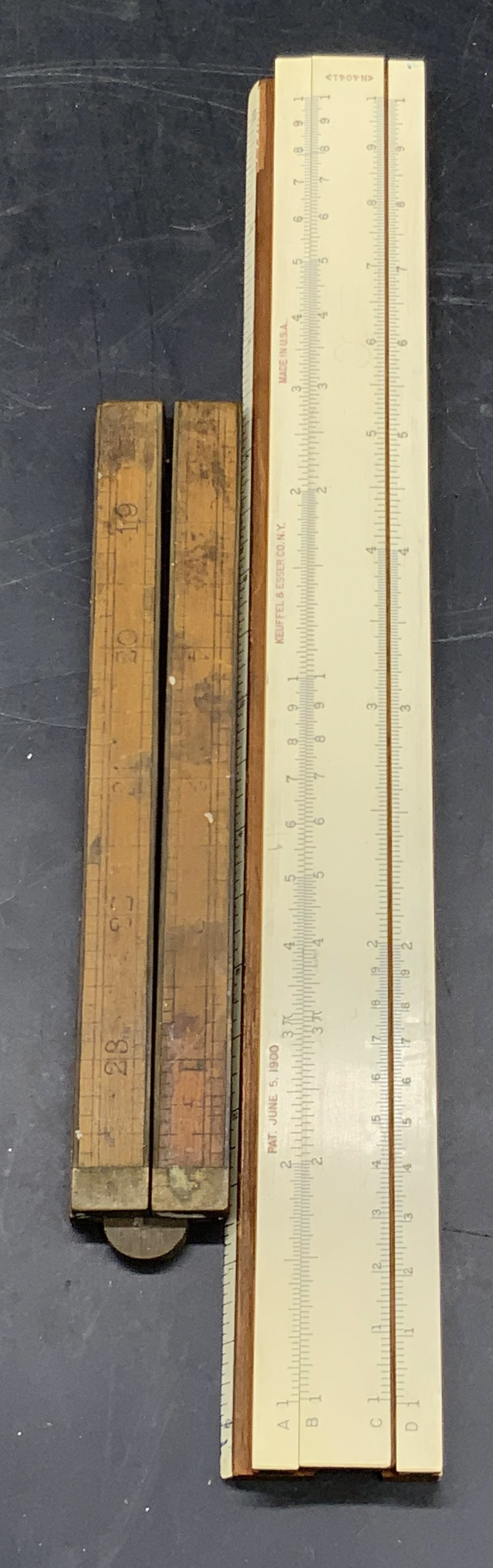 2 Vntg Wood & Composite Rulers, KEUFFEL & ESSER + (1 of 9)