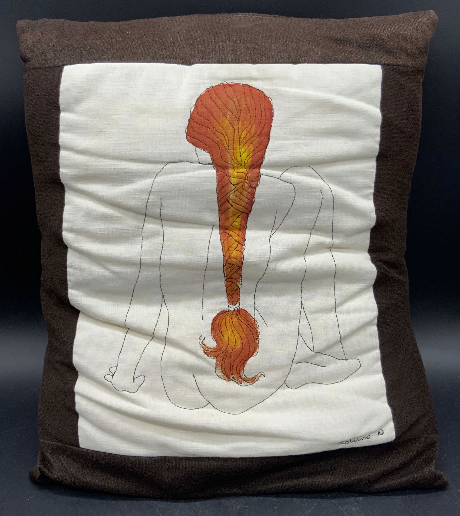COLLINS Signed Hand Stitched Throw Pillow (1 of 6)