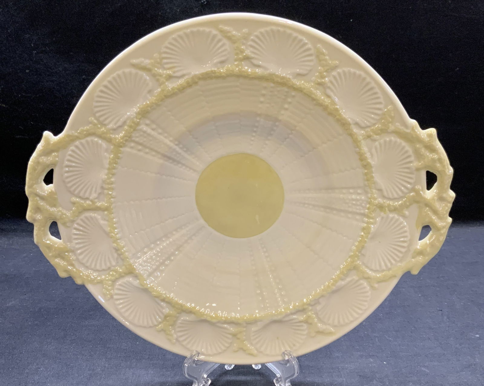 BELLEEK Yellow & White Round Porcelain Platter (1 of 6)