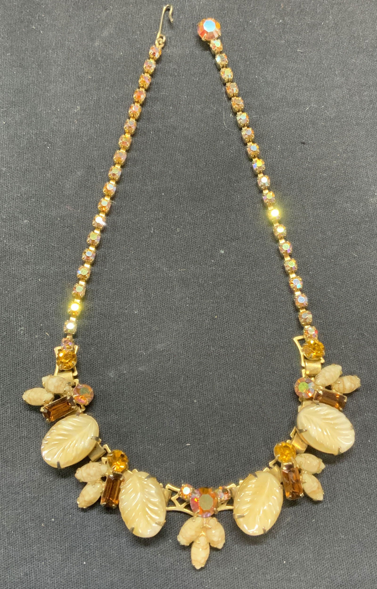 Vintage WEISS Gold Tn Lucite Leaf Necklace (1 of 6)