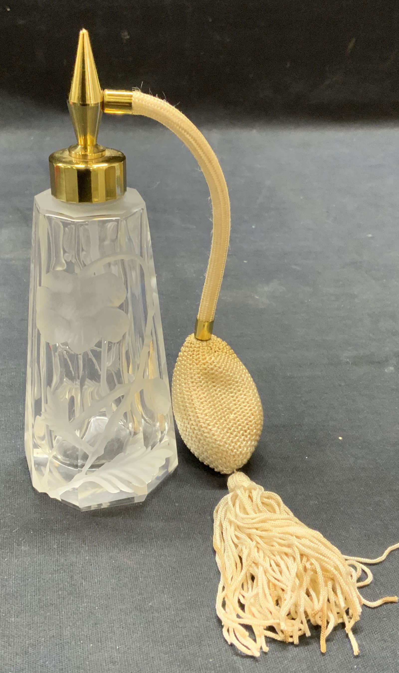 Vintage Cut Glass Floral Perfume Bottle (1 of 7)