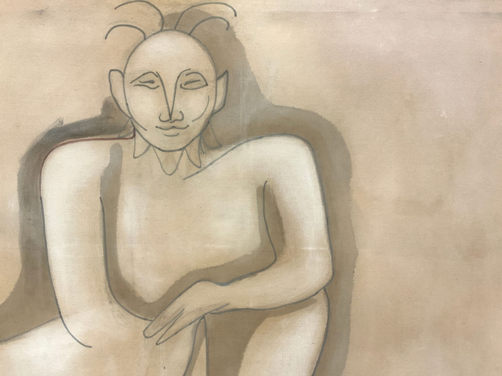 Sgd Mythical Figure Oil Painting On Canvas 3ft (1 of 7)