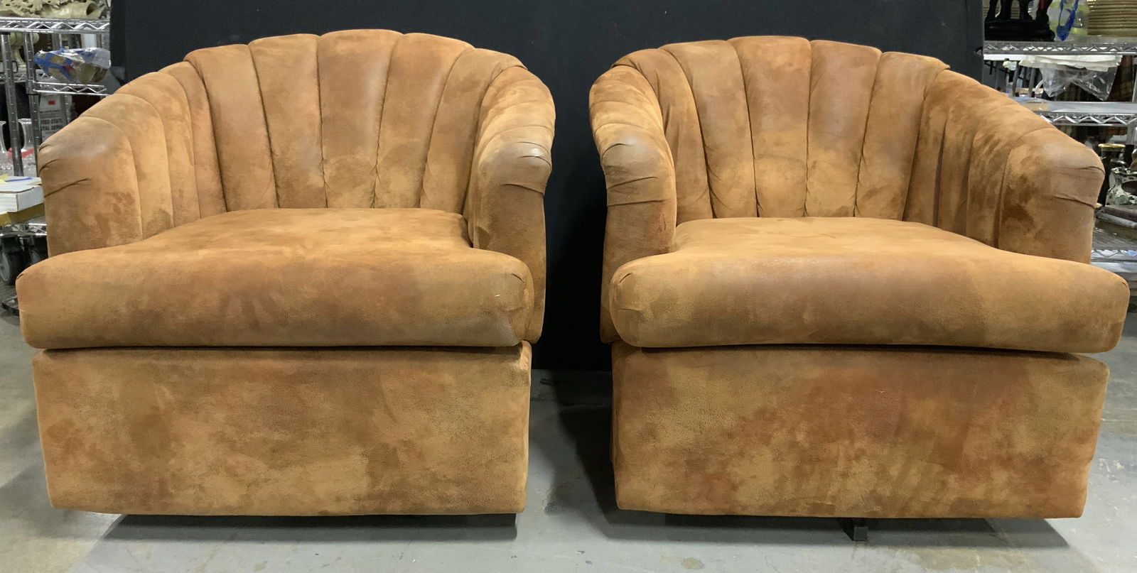 BEST CHAIRS Pr Channel Back Leather Swiv Tub Chrs (1 of 8)