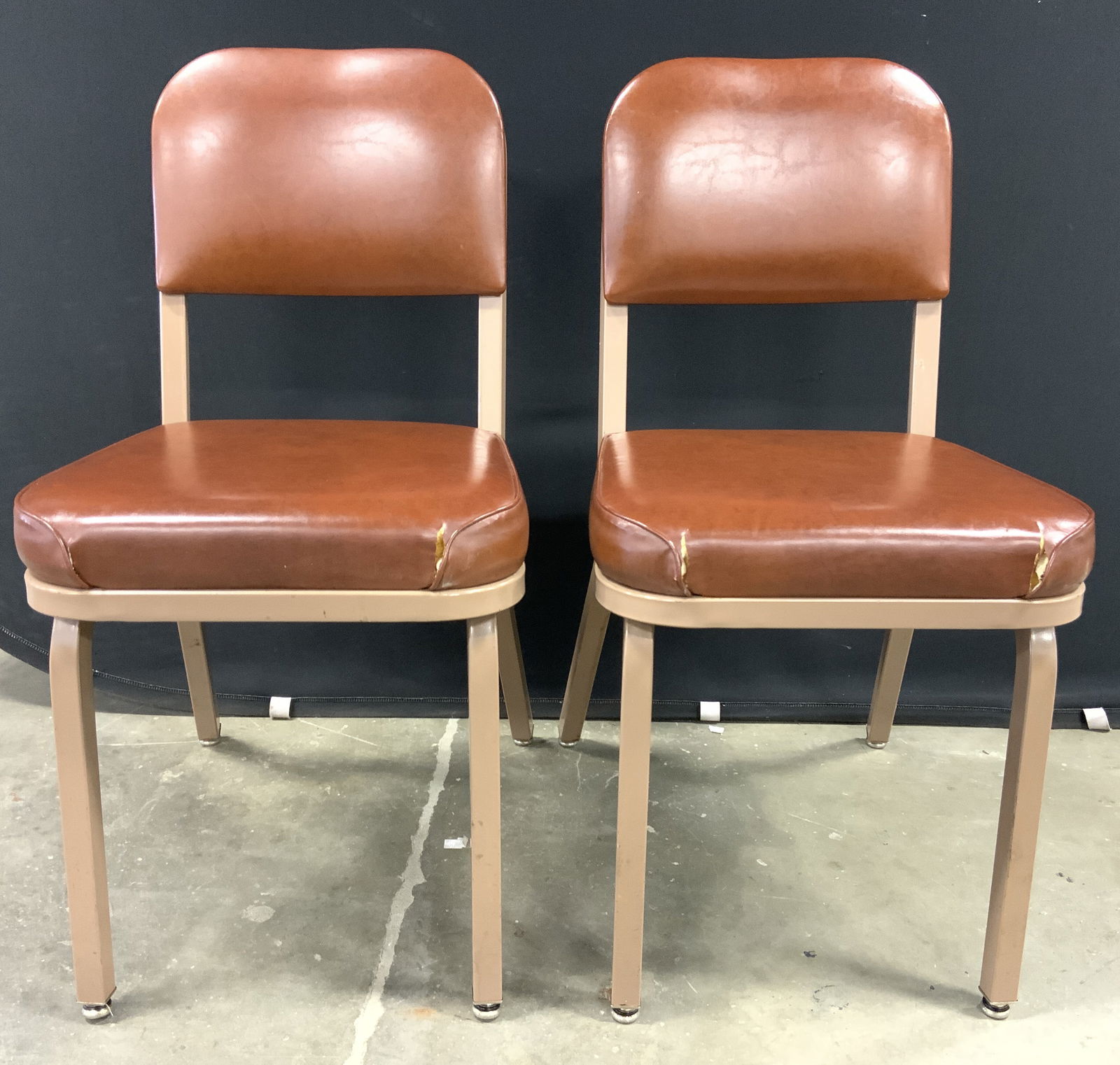 United Chair Co Pr Leather&Metal Mid Century Chrs (1 of 8)