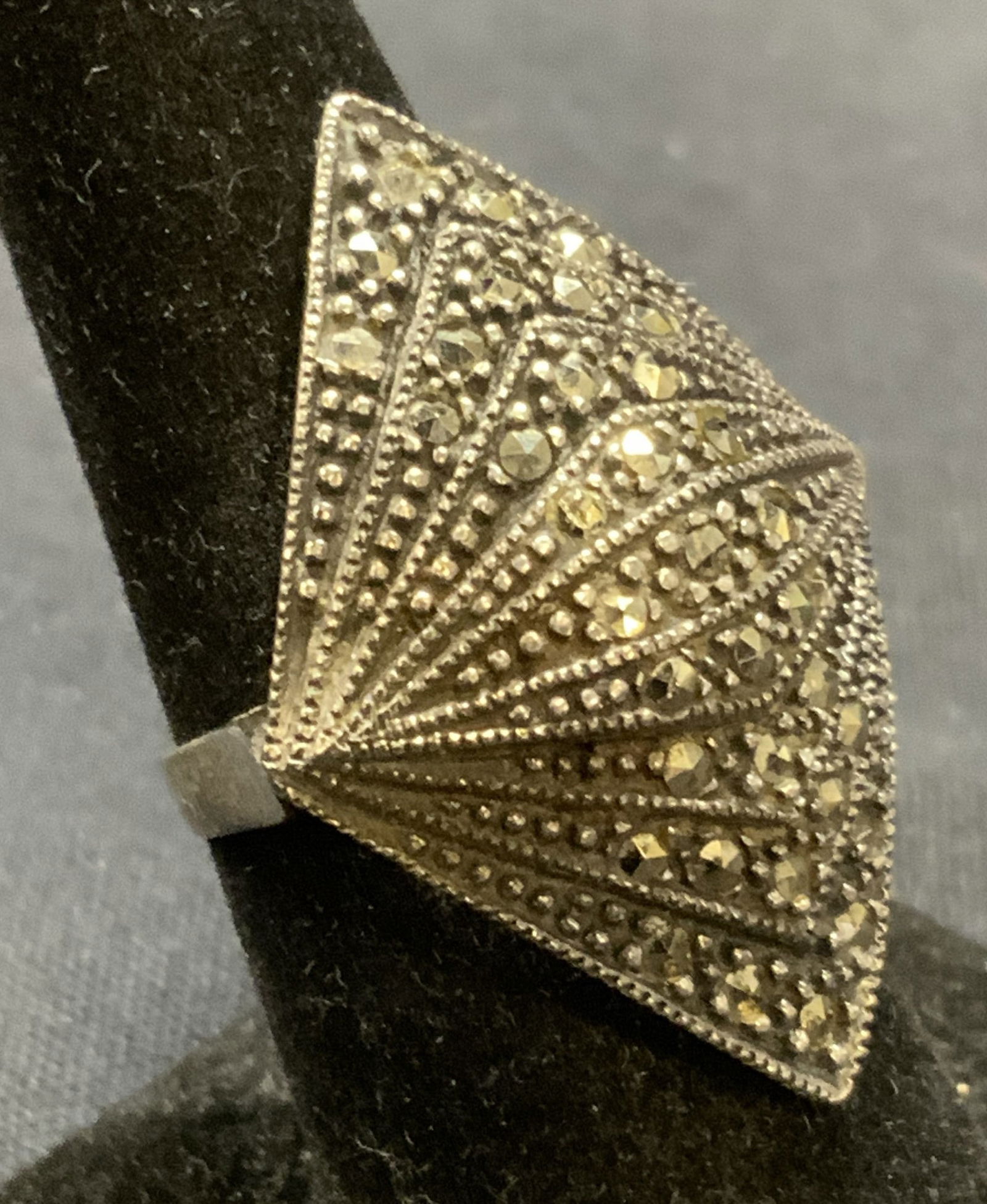 Vintage Sterling Silver & Marcasite Cocktail Ring (1 of 7)