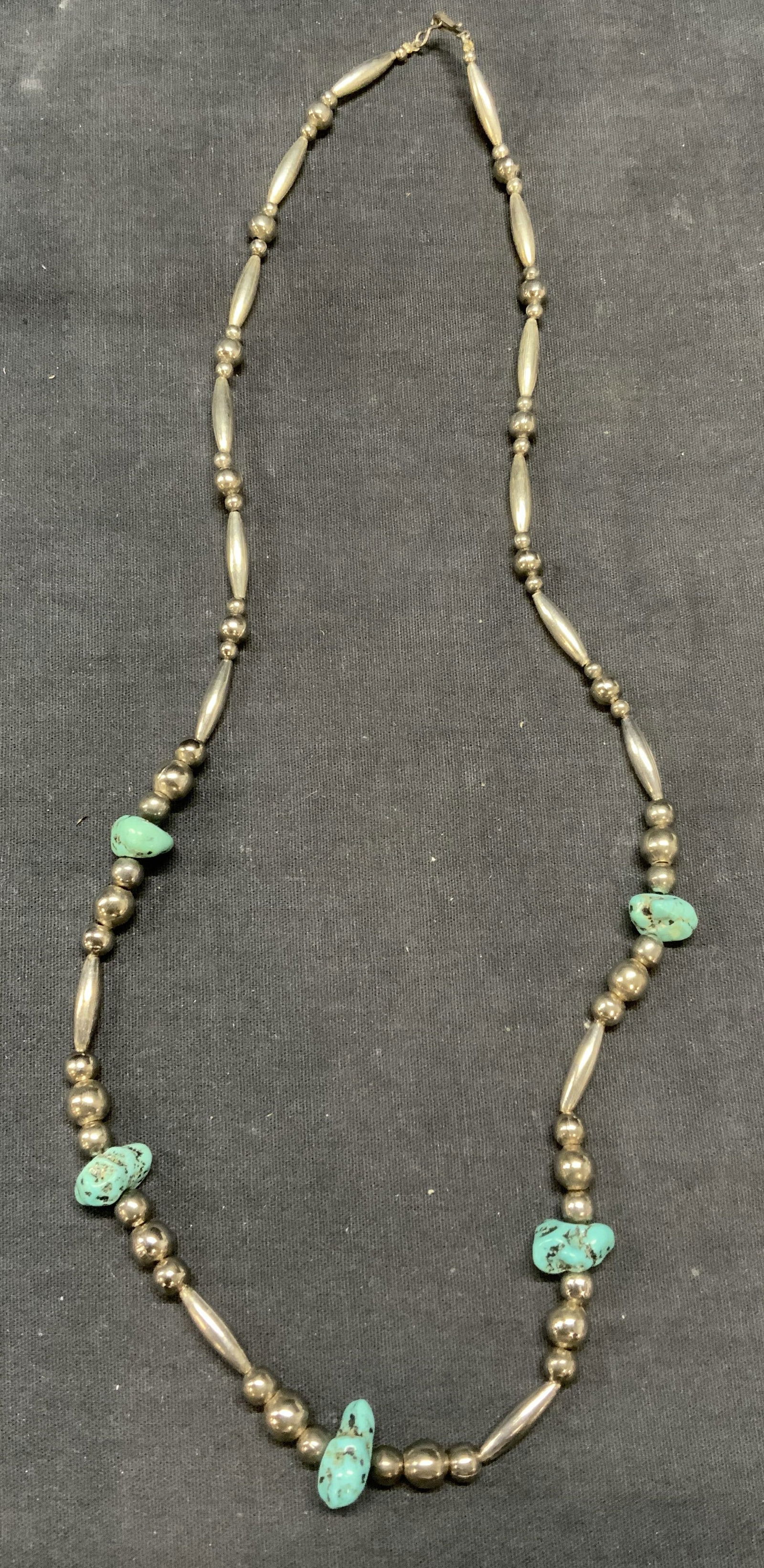 Vintage Sterling Silver & Turquoise Necklace (1 of 6)