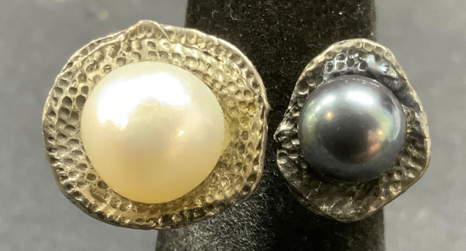 Sterling Silver Toi Et Moi Tahitian Pearl Ring (1 of 6)