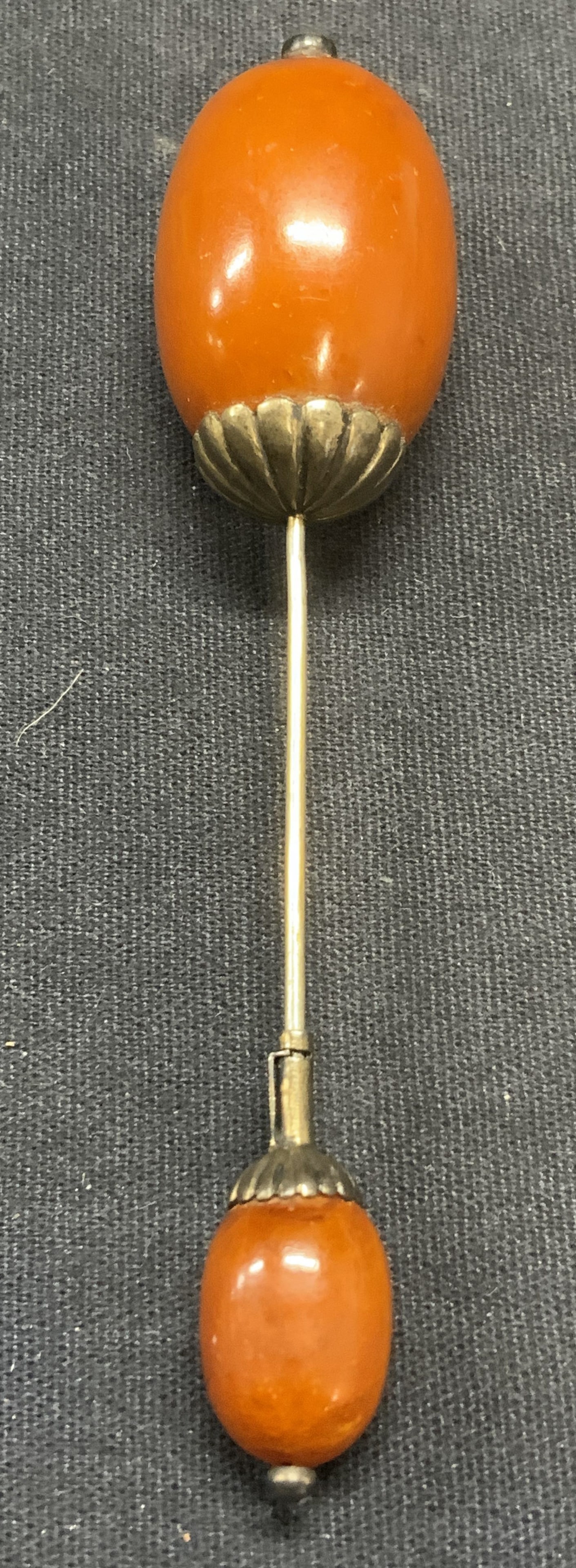 Vintage Sterling Silver & Amber Stick Pin (1 of 6)