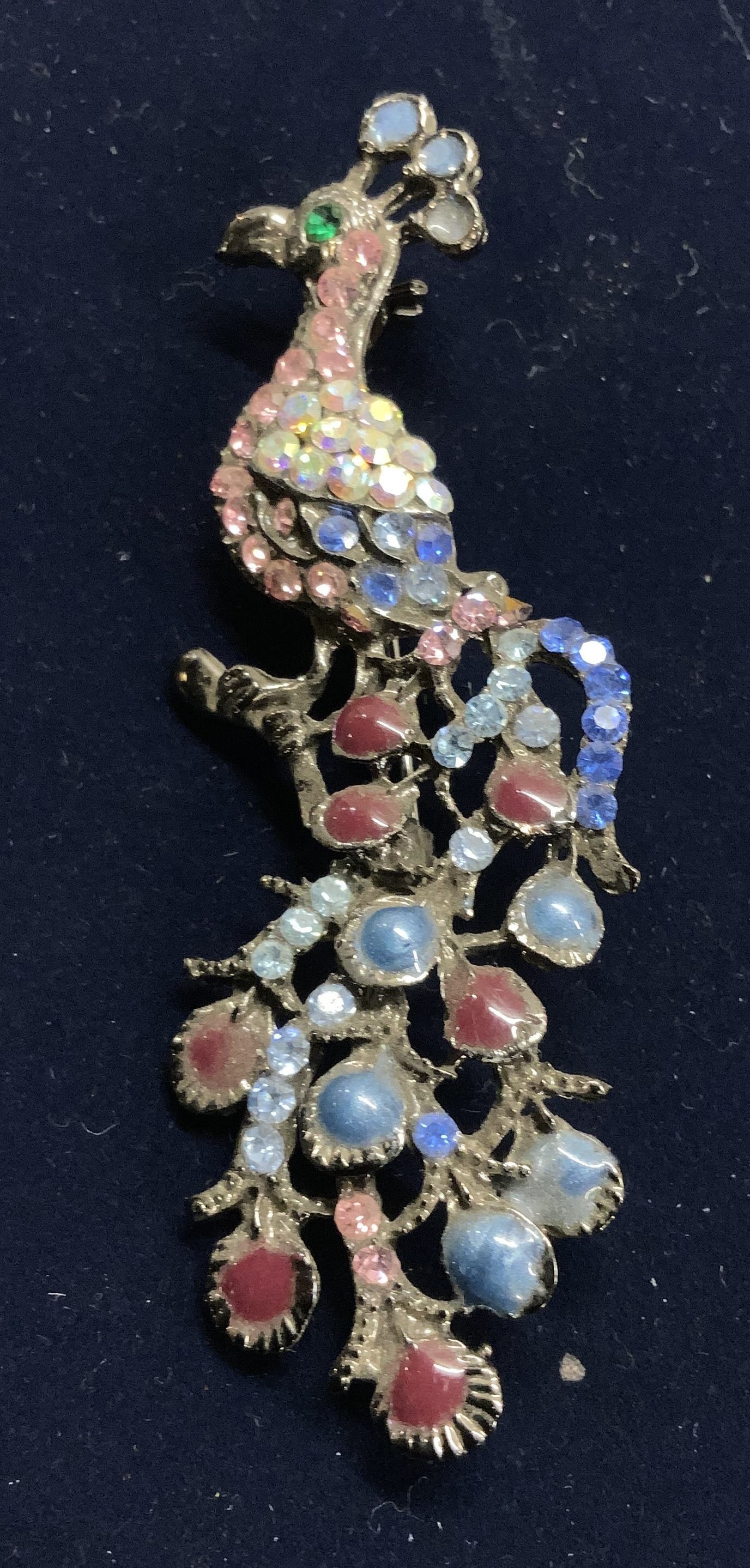 Aurora Borealis Crystal Peacock Brooch (1 of 6)