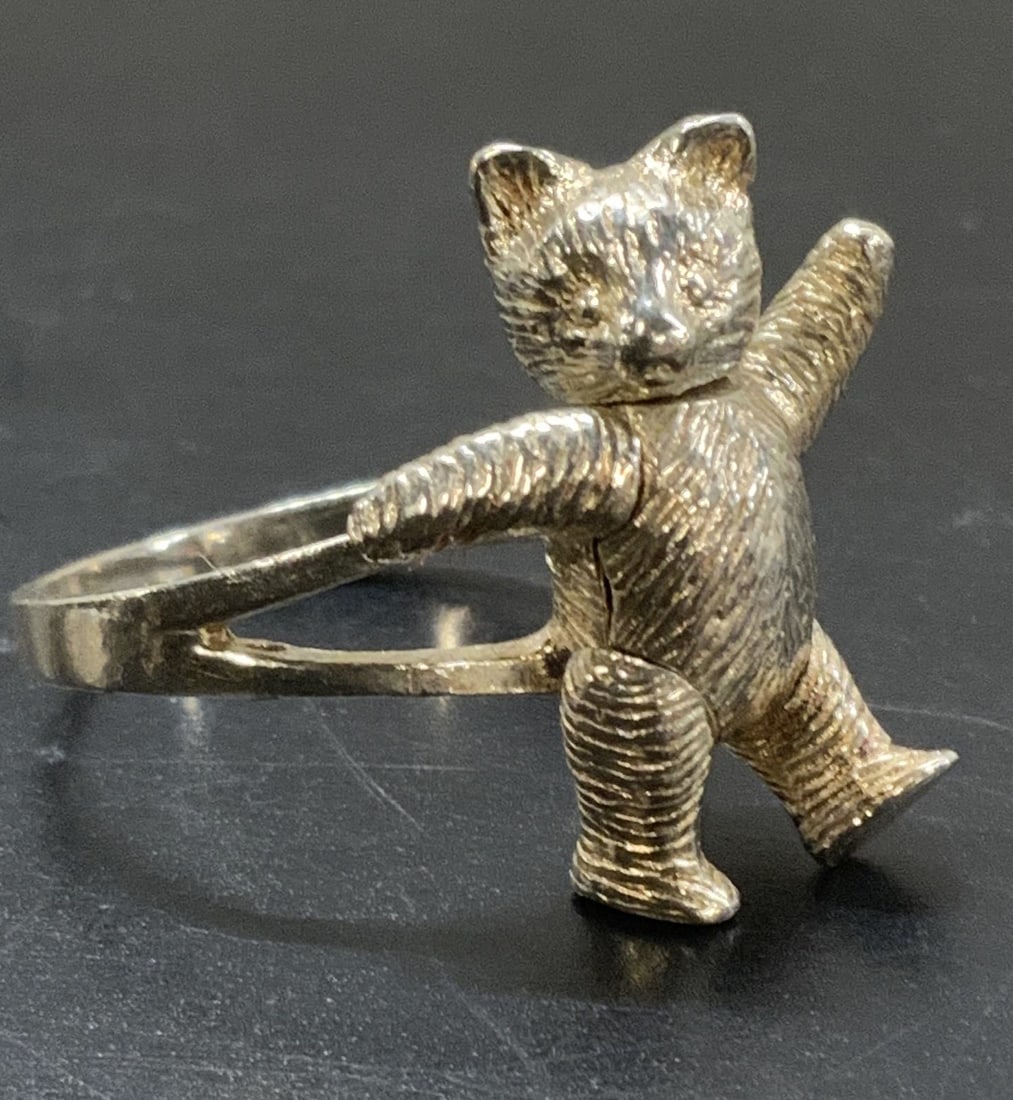 Articulated Teddy Bear Sterling Silver Ring (1 of 6)