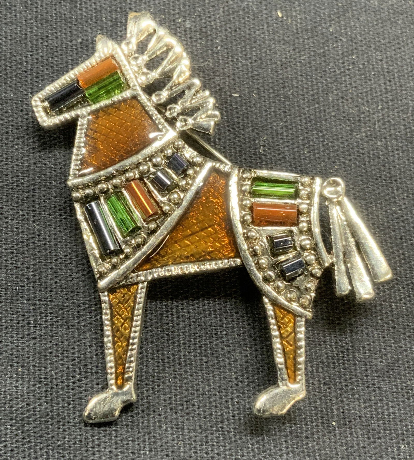 DANECRAFT Silver Tn Enameled Horse Brooch (1 of 6)