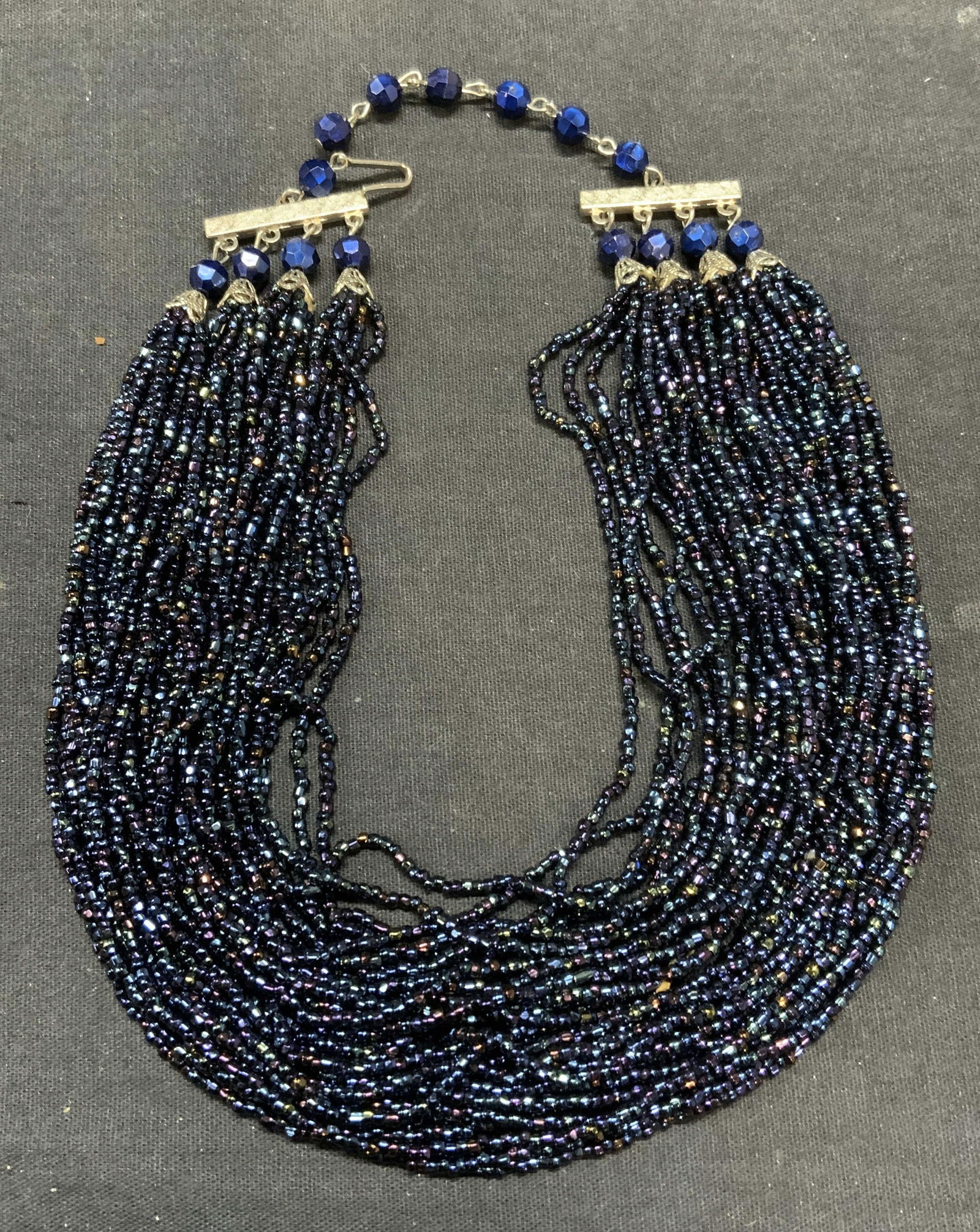 Vintage Blue Crystal Beaded Multi Strand Necklace (1 of 7)