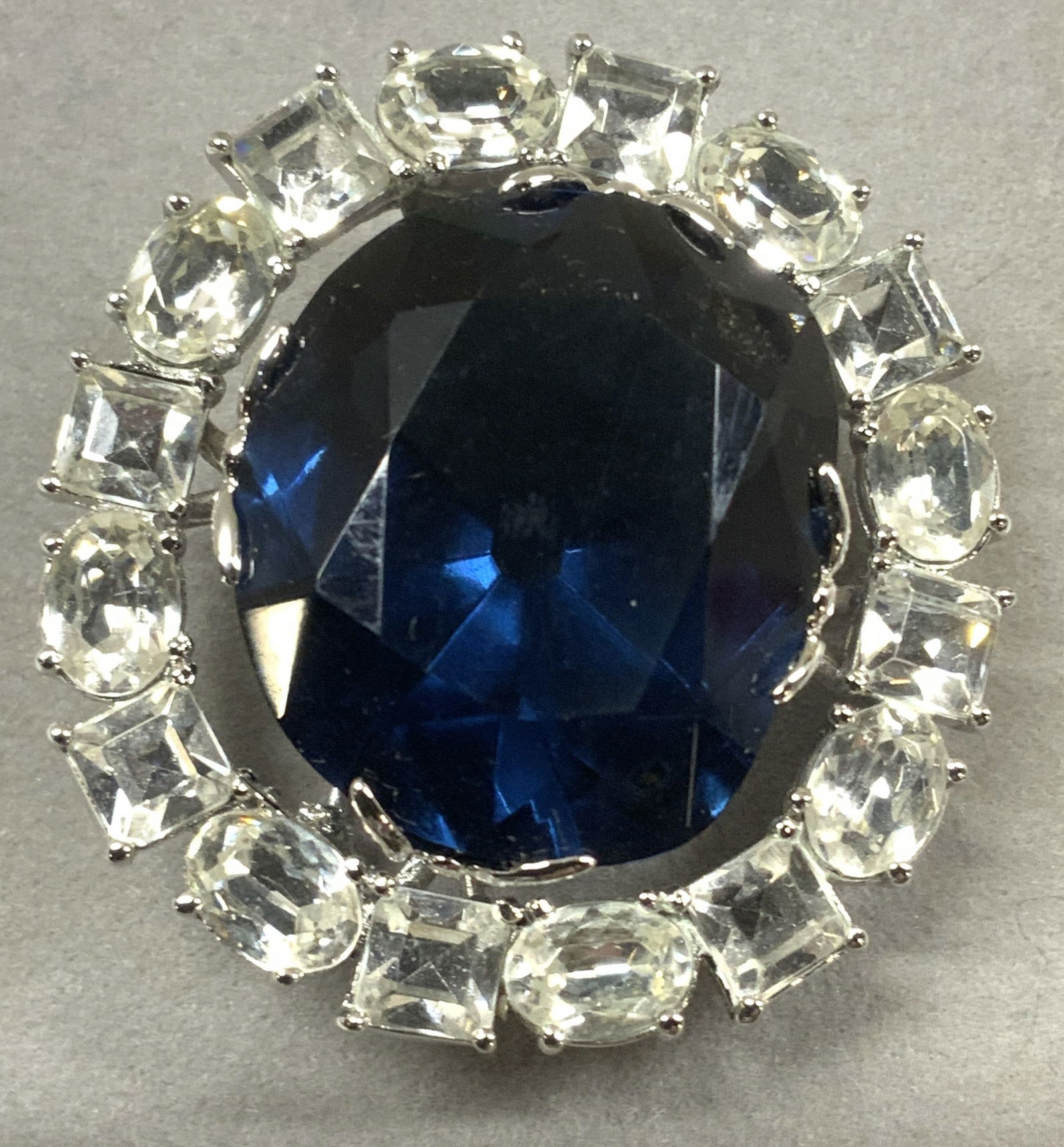 Blue Sapphire Tn Crystal Halo Brooch (1 of 8)