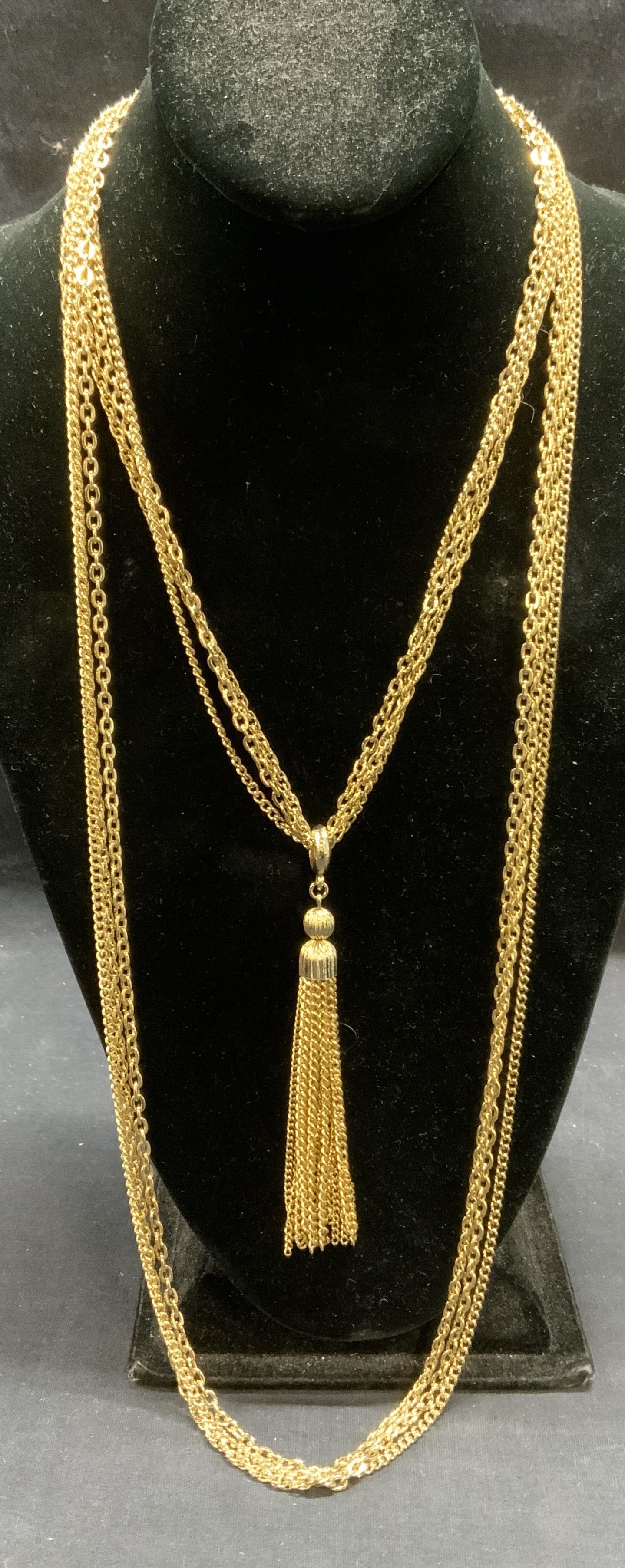 Vintage Gold Tone Multi Chain Pendant Necklace (1 of 6)