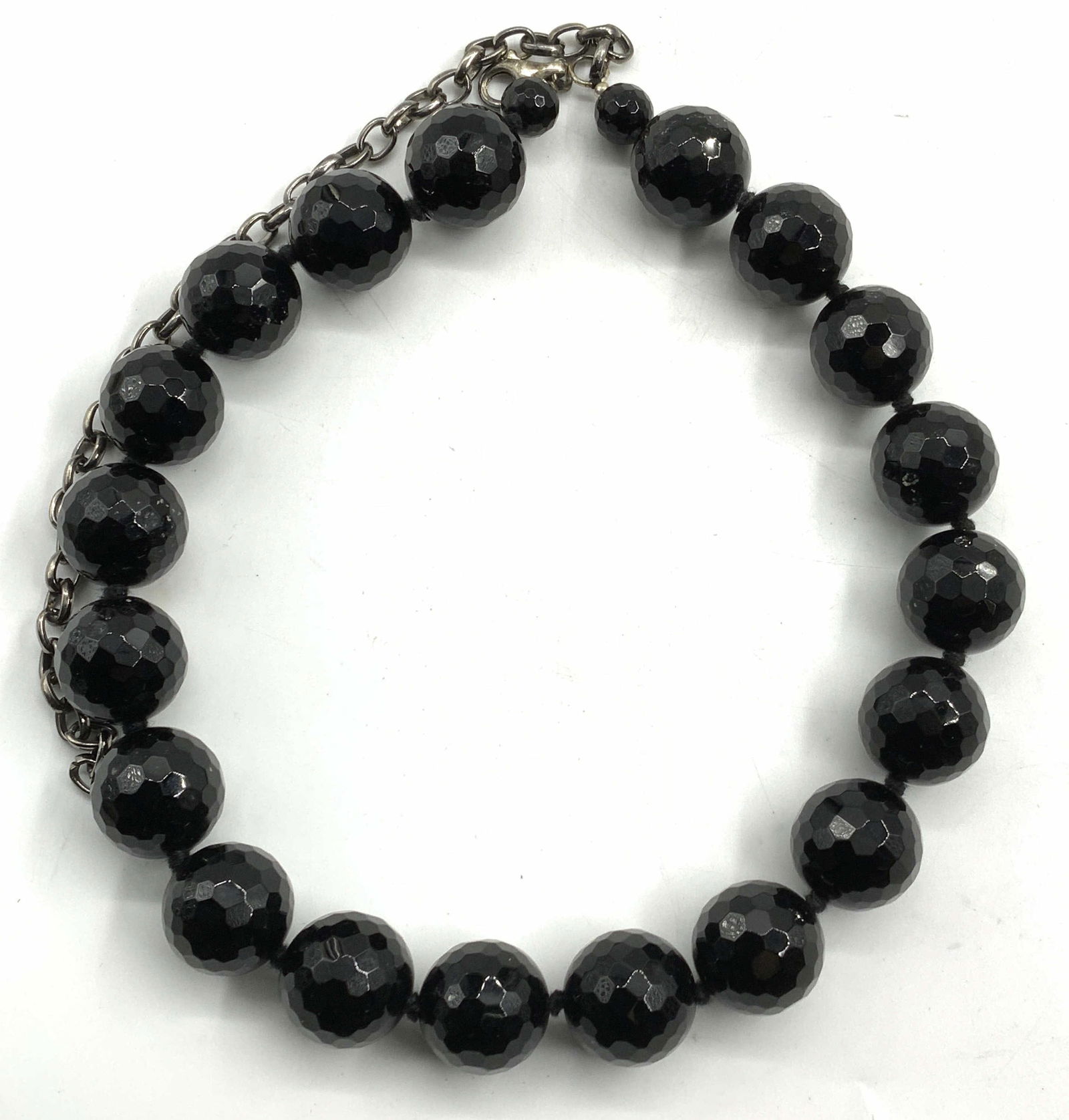 Heavy Faceted Black Gemstone Beaded Necklace (1 of 6)
