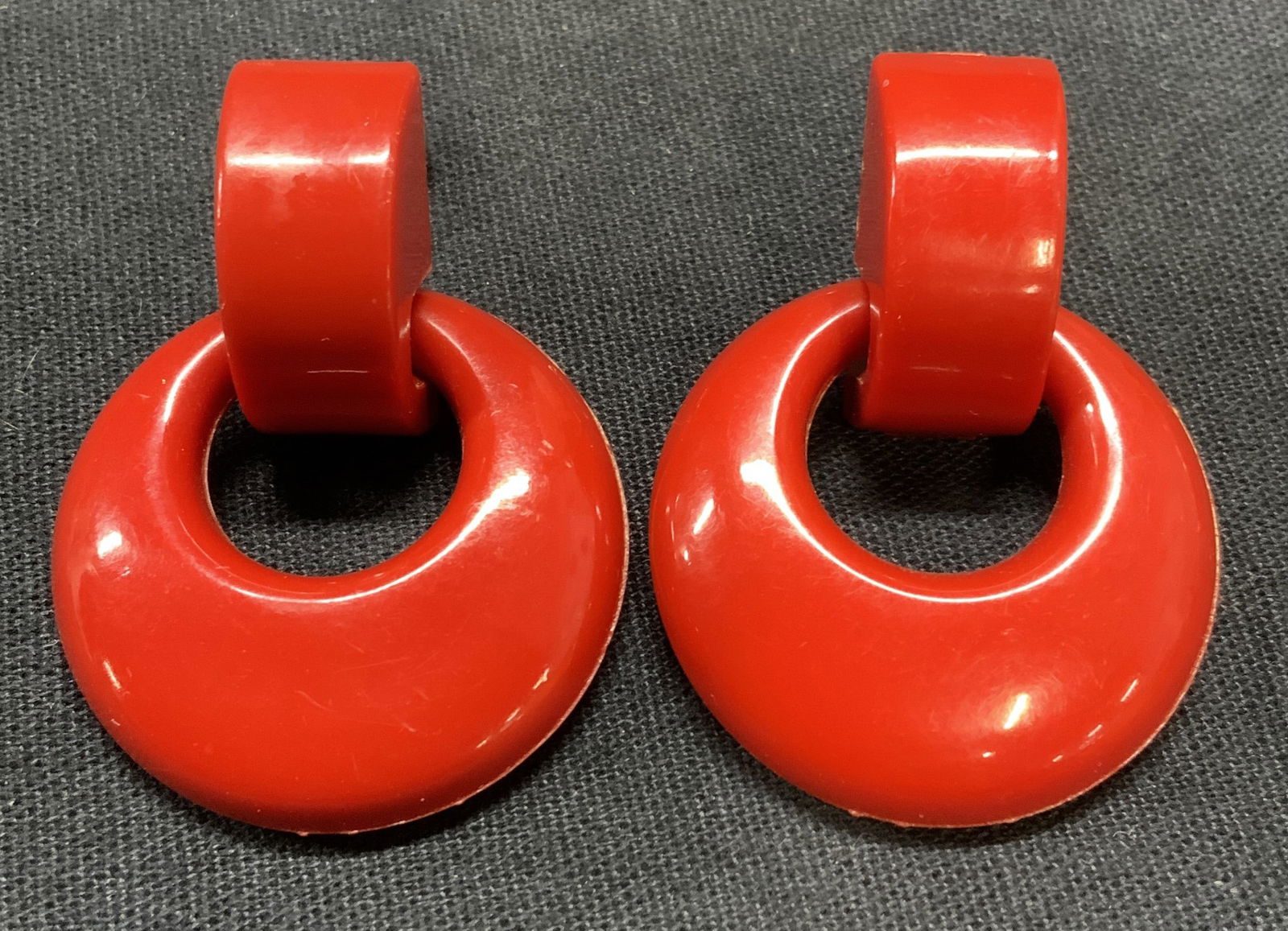 Vintage Red Bakelite Dangle Earrings (1 of 6)