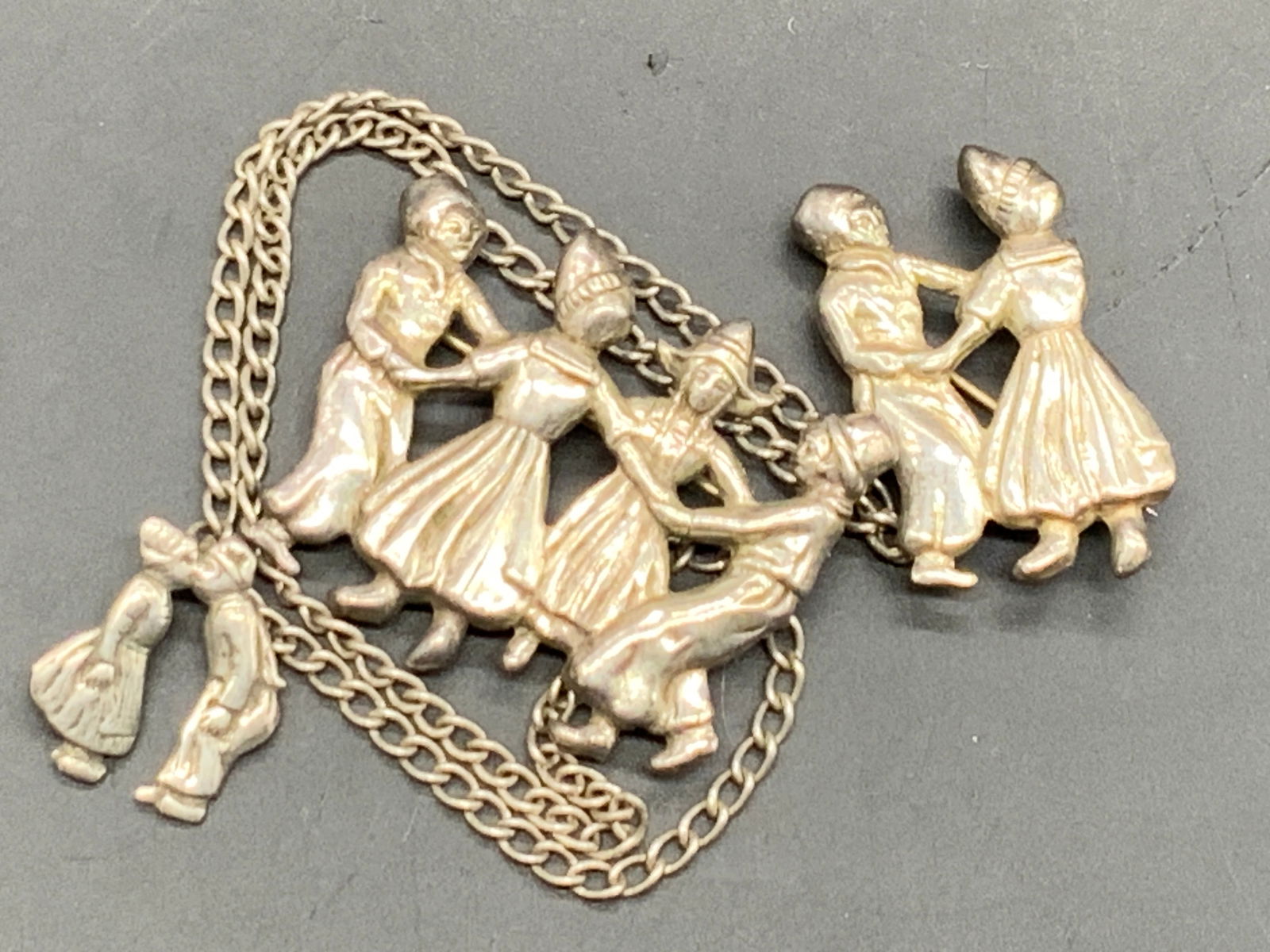 STERLING SILVER Vintage Dancing Figure Sweater Pin (1 of 7)