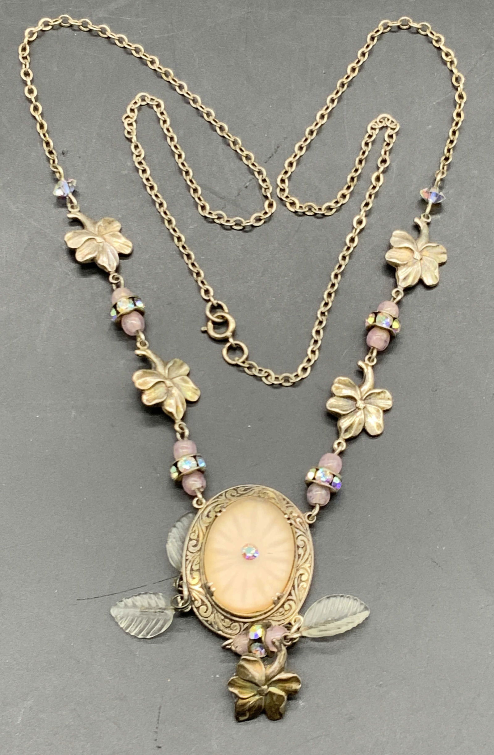 STERLING SILVER Vintage Crystal Pendant Necklace (1 of 10)