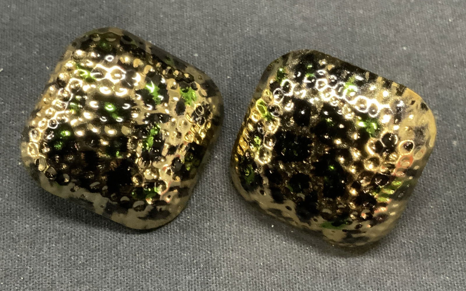 Gold Tone Enameled Animal Print Earrings (1 of 6)